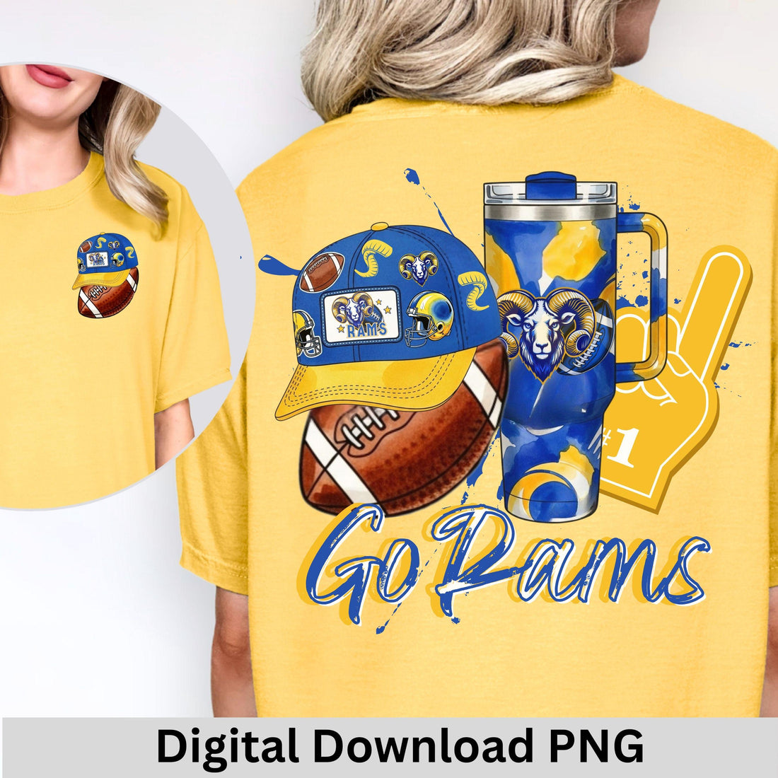 Go Rams Stylish Hat Tumbler Essential Design PNG