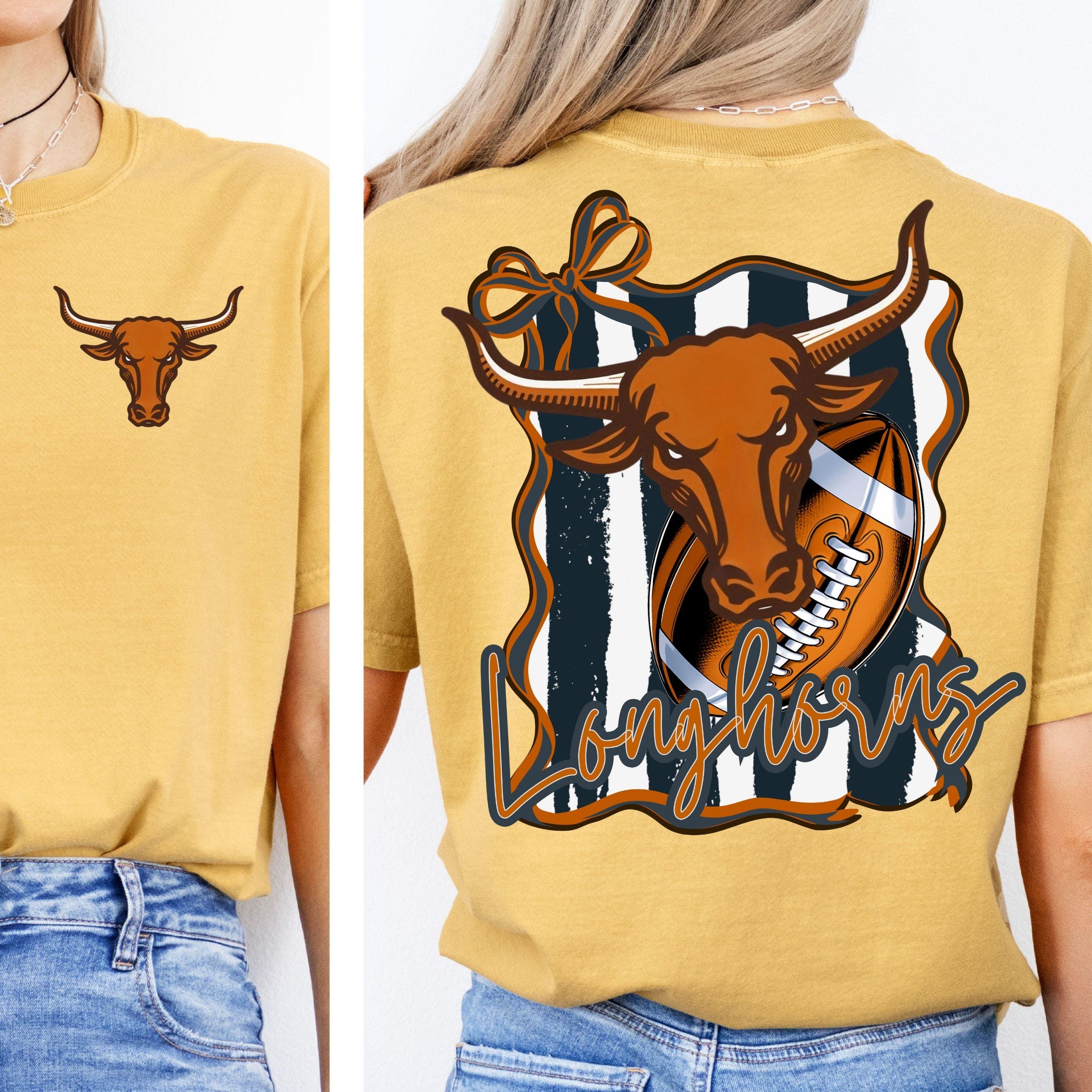 Longhorn Coquette Bow Stripe Design Football PNG