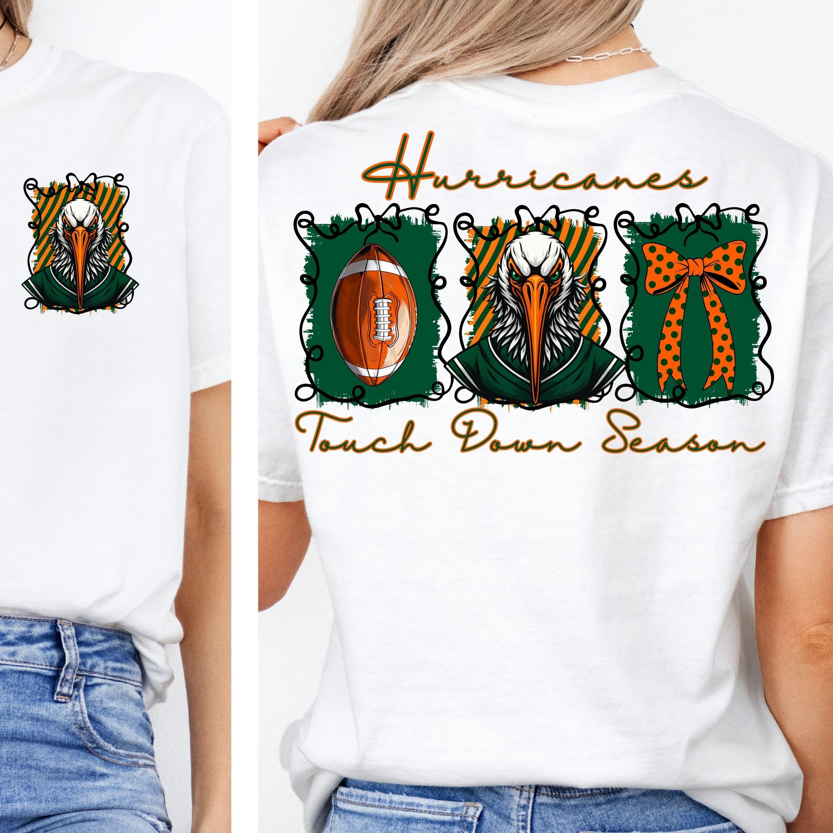 Hurricanes Green Orange Coquette Bow Football Touch Down Season PNG