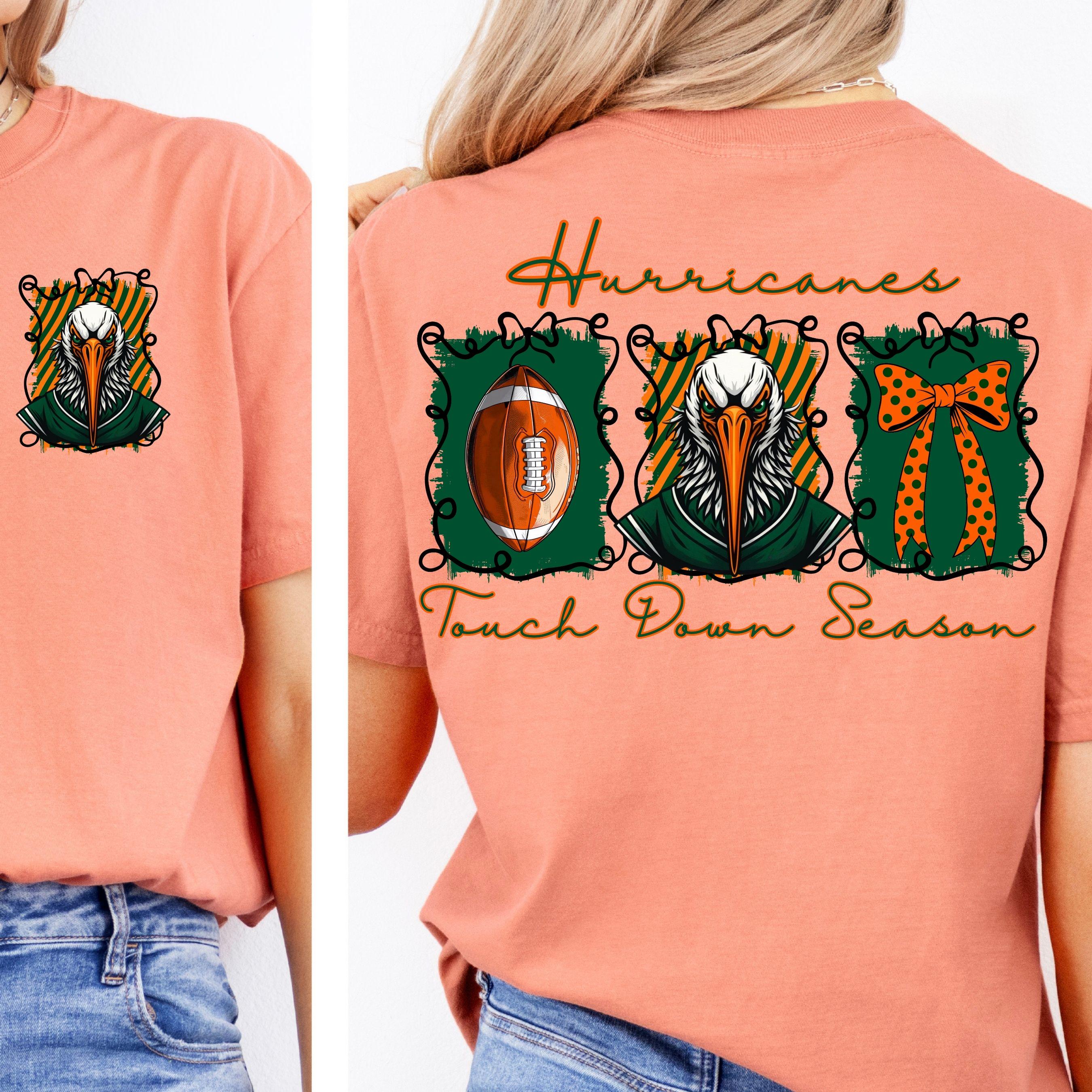 Hurricanes Green Orange Coquette Bow Football Touch Down Season PNG