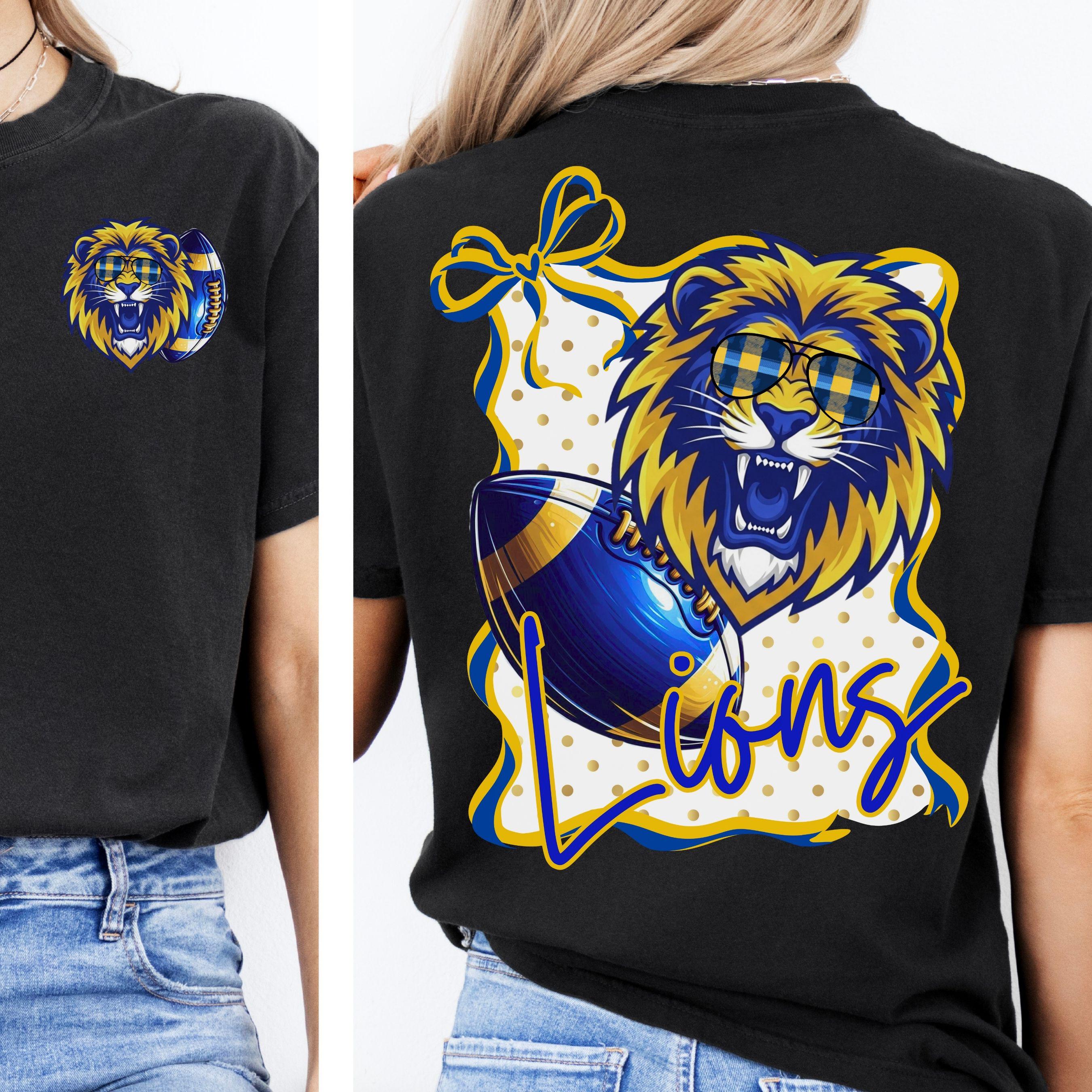 Lions Coquette Bow Polka Dot PNG Blue Gold