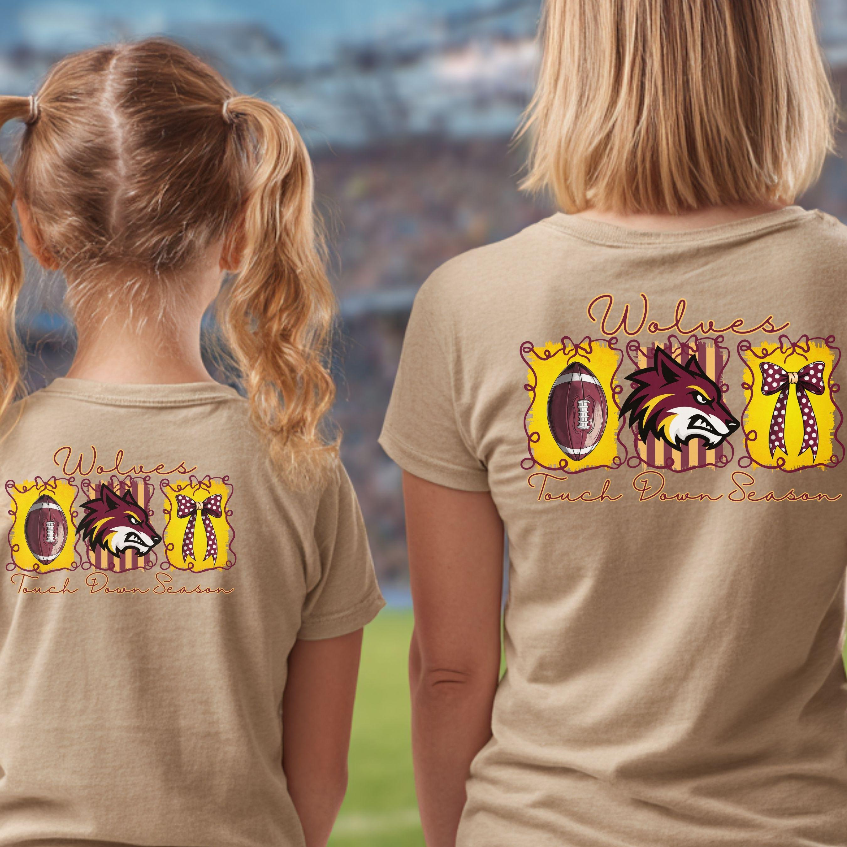 Wolves Coquette Bow Touch Down Season PNG