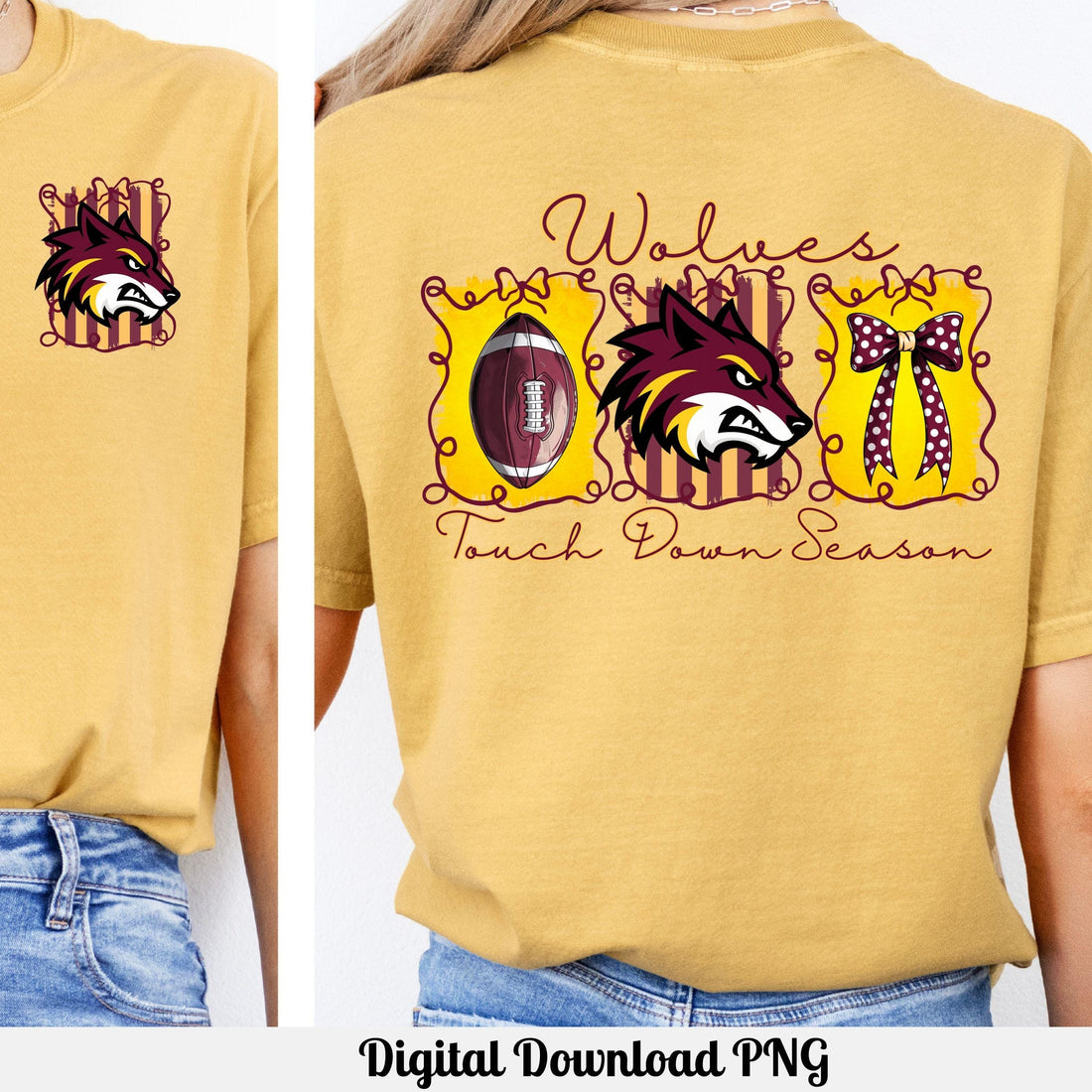 Wolves Coquette Bow Touch Down Season PNG