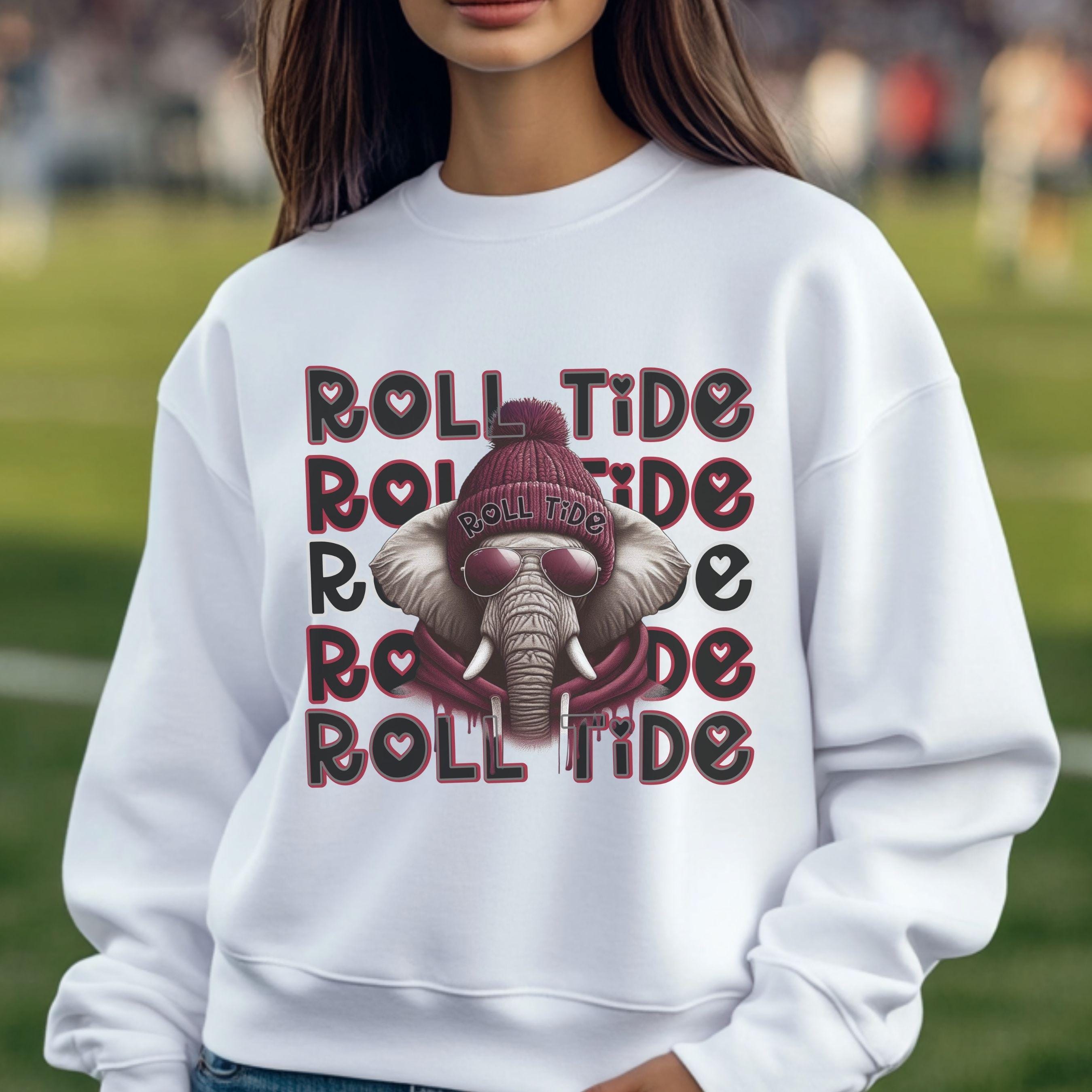 Cool Gray & Burg Roll Tide Elephant Repeat Theme Game Day PNG