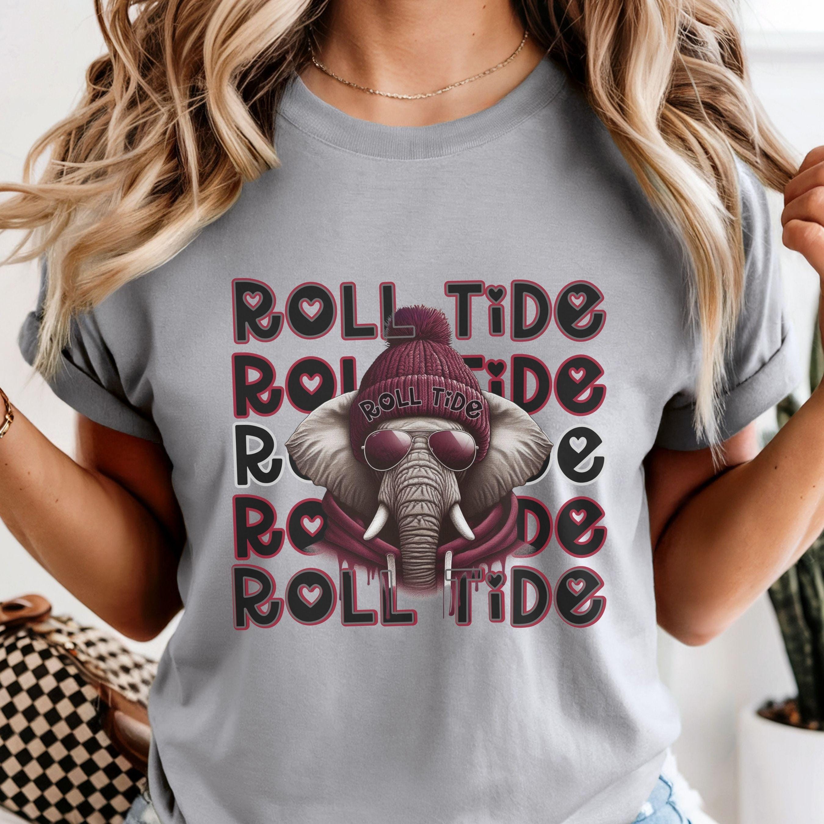Cool Gray & Burg Roll Tide Elephant Repeat Theme Game Day PNG