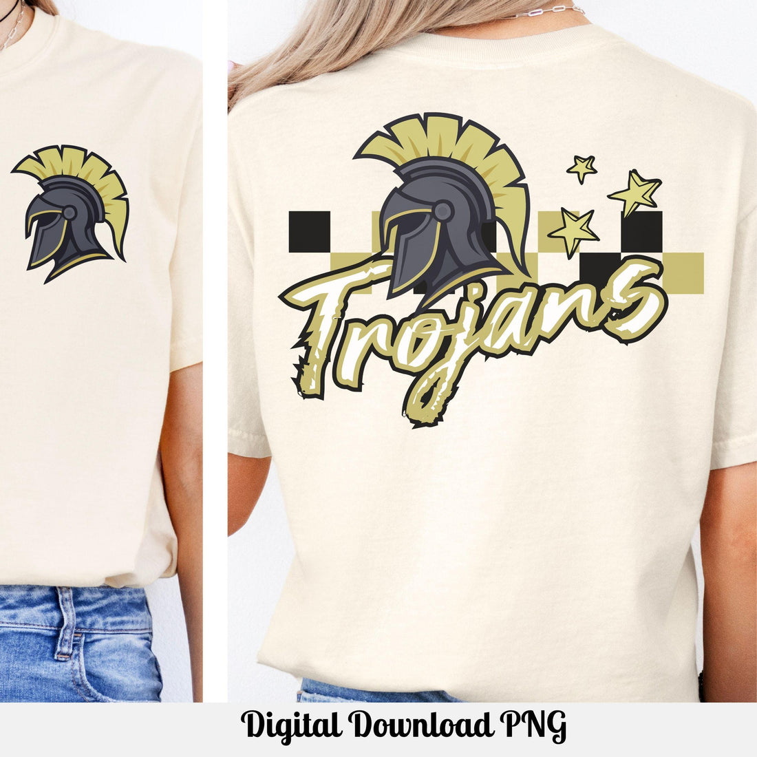 Trojans Football Checkered Design PNG