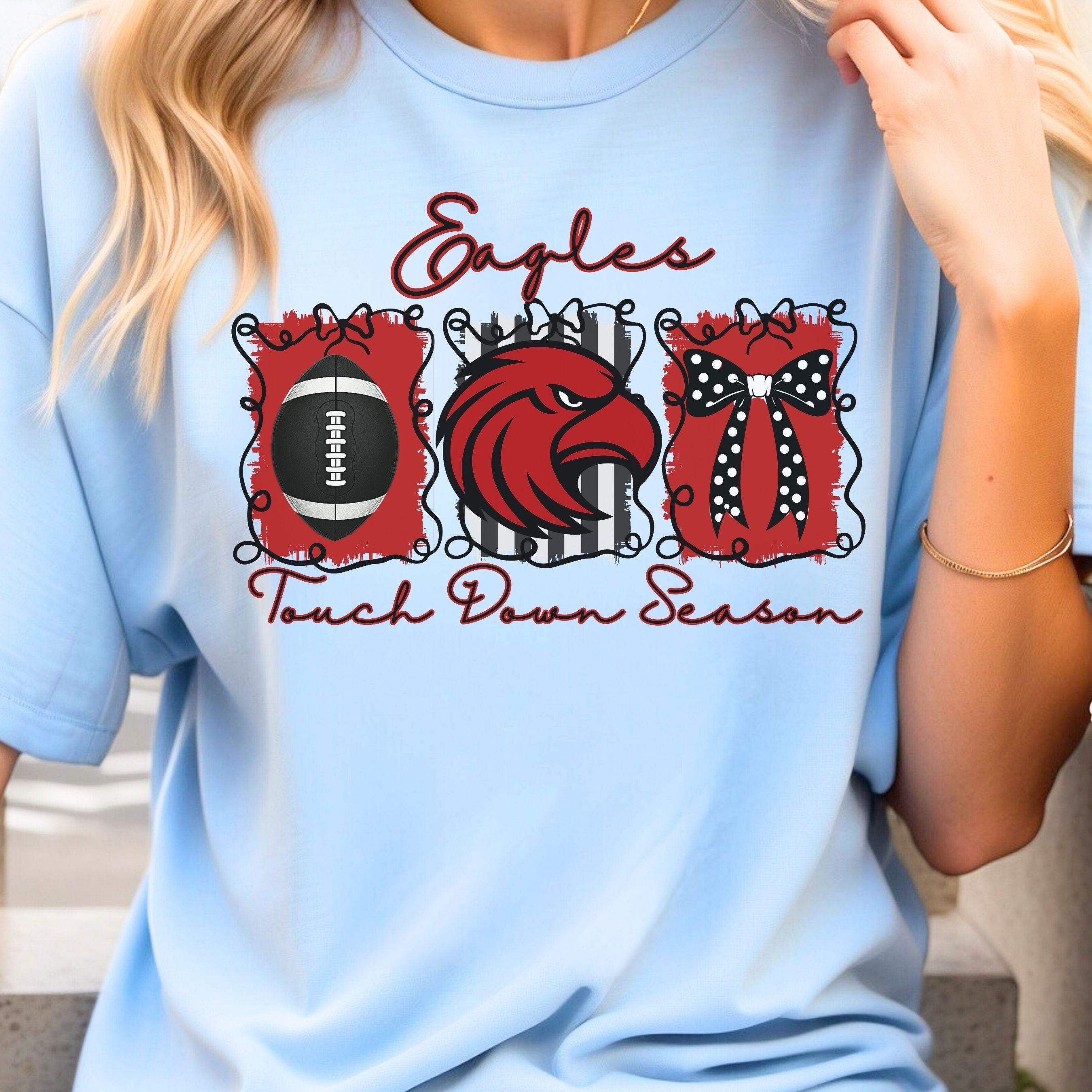 Eagles Red Black Coquette Bow Football Touch Down Season PNG