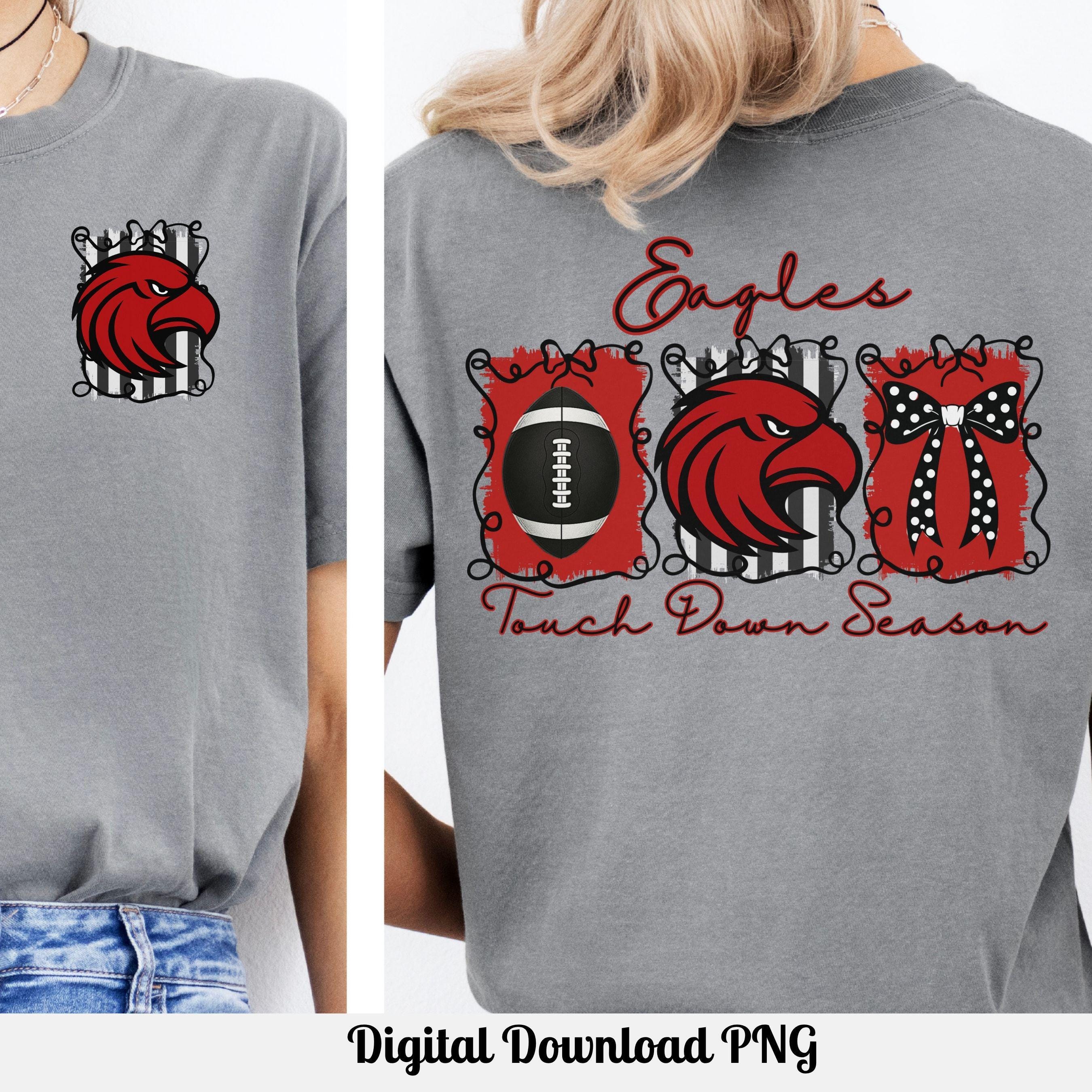 Eagles Red Black Coquette Bow Football Touch Down Season PNG