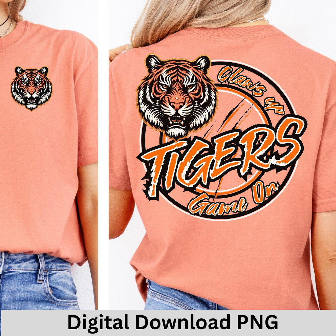 Tigers Claws Up Football Circle PNG Black Orange