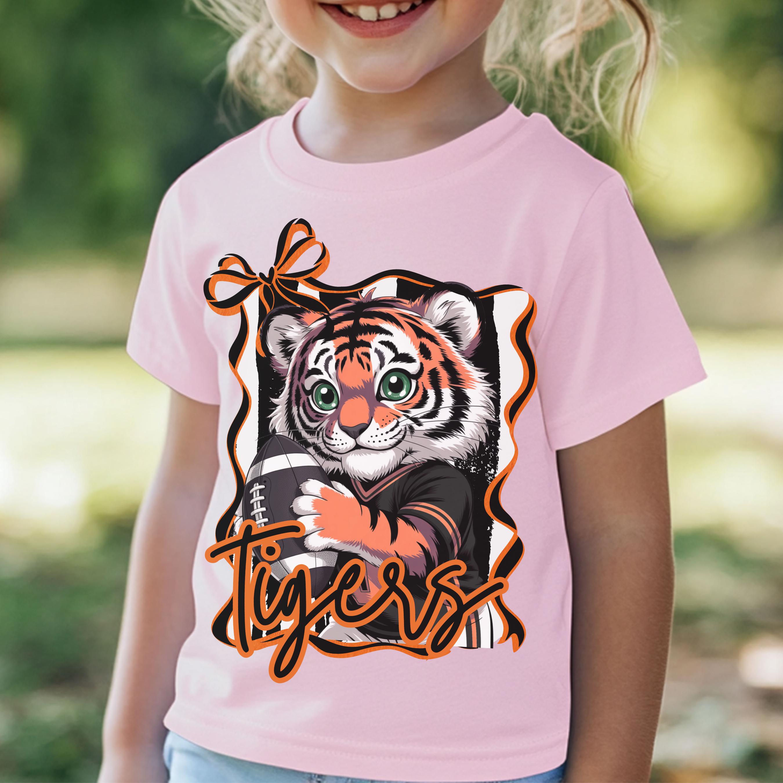 Tigers Kids 2 Cute Football Bundle Designs PNG Black Orange