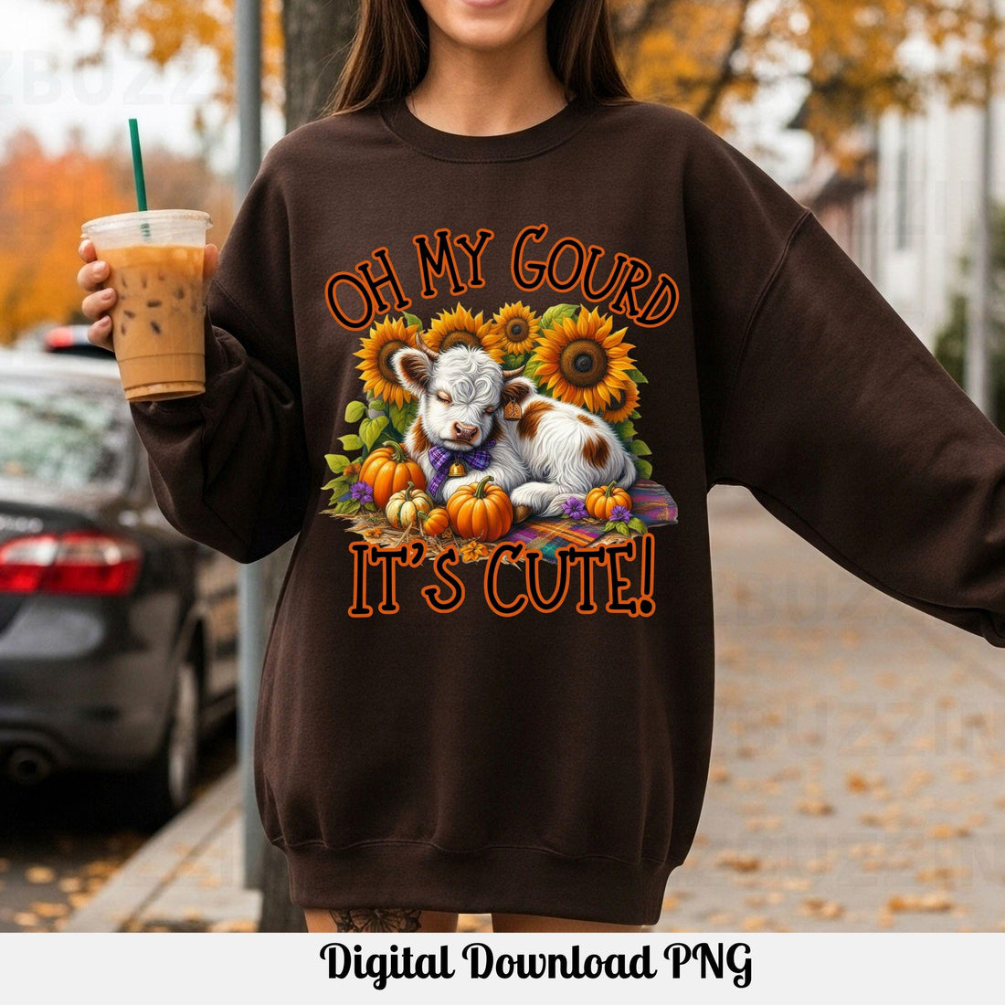 Oh My Gourd It’s Cute Highland Cow PNG