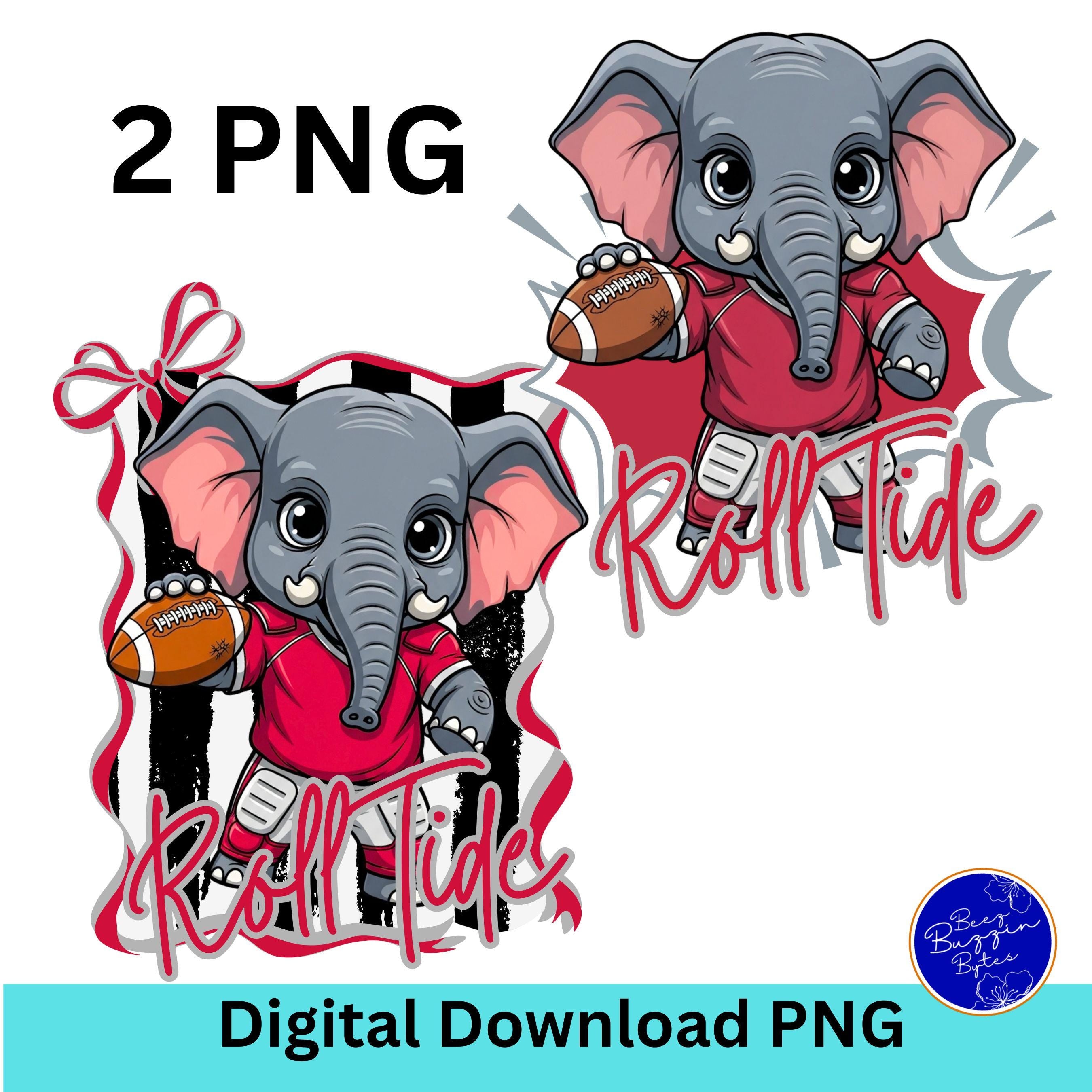 Roll Tide Kids Elephant PNG Bundle