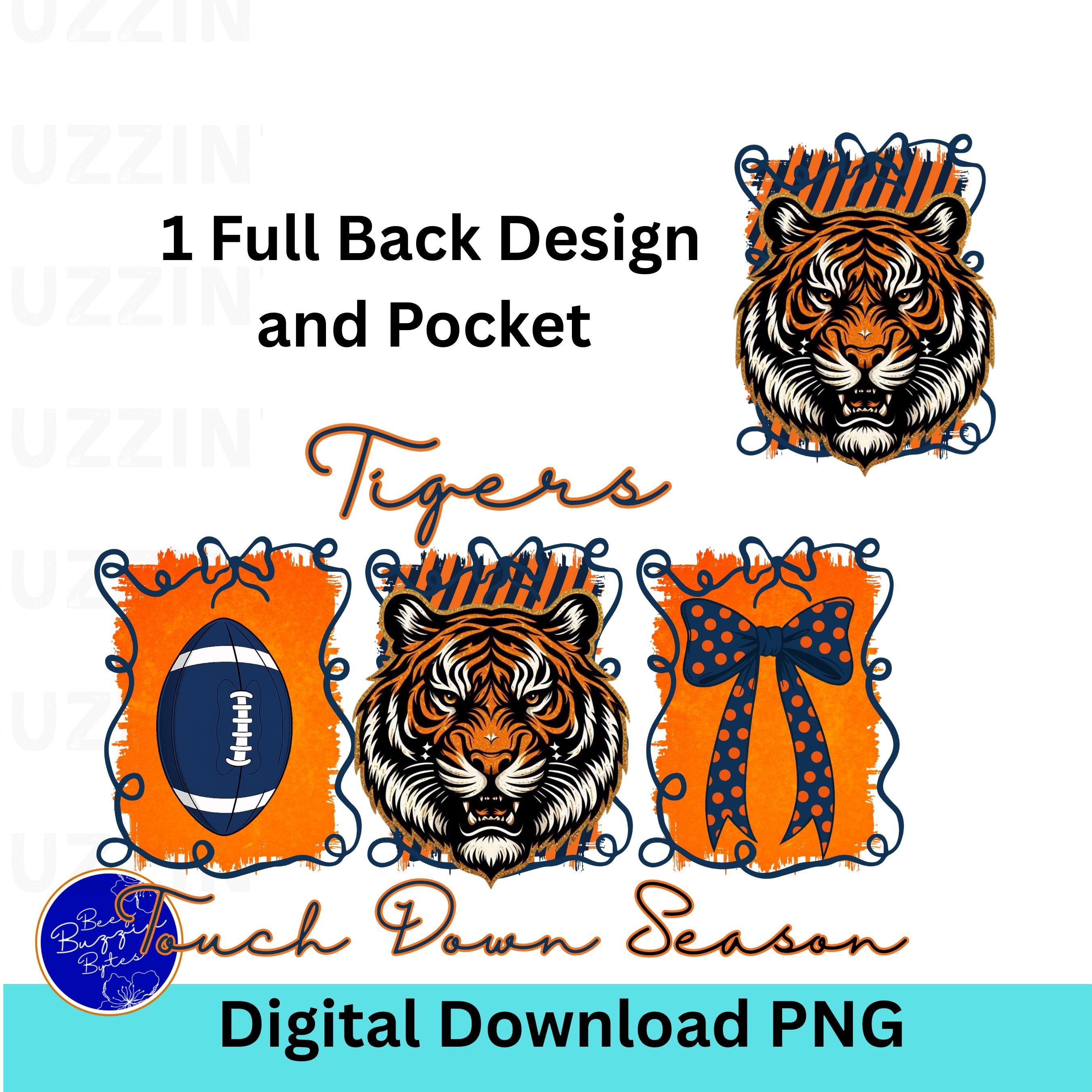 Tigers Coquette Football PNG Navy Orange