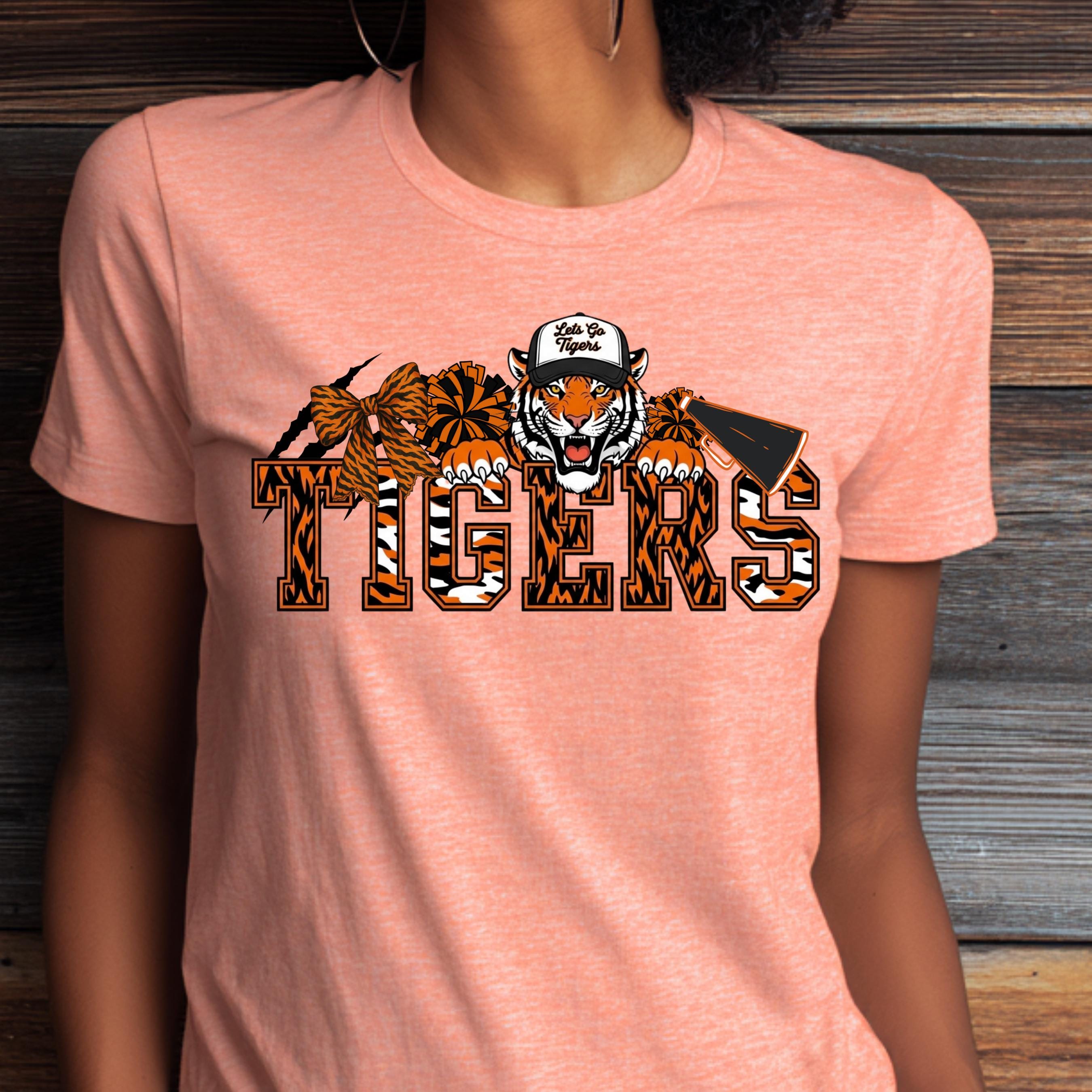 Tigers Cheer Shirt Coquette Bow PNG Download