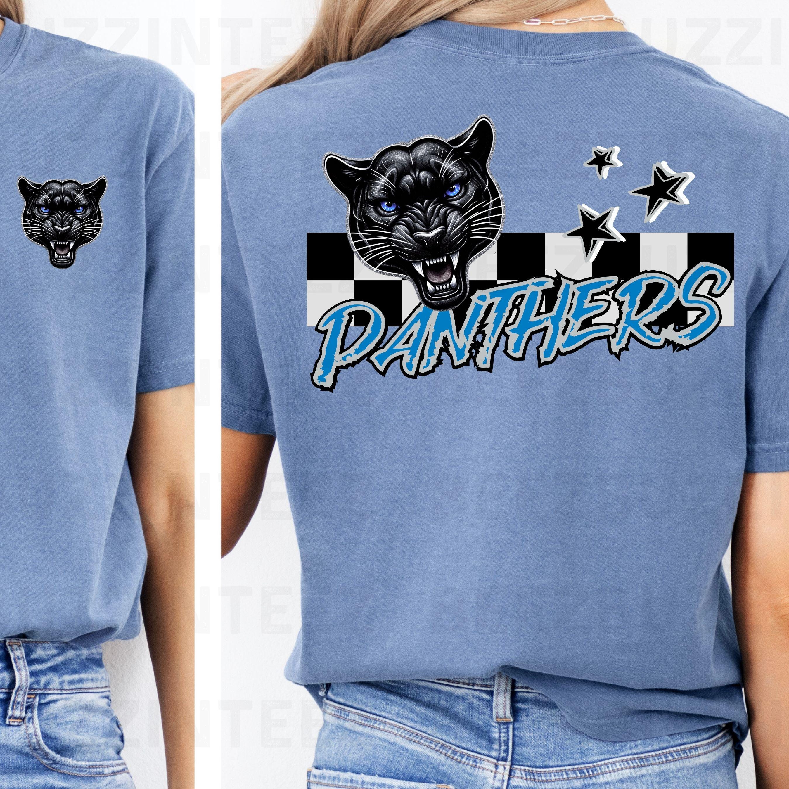 Panthers Trendy Checker Design With Star Elements PNG