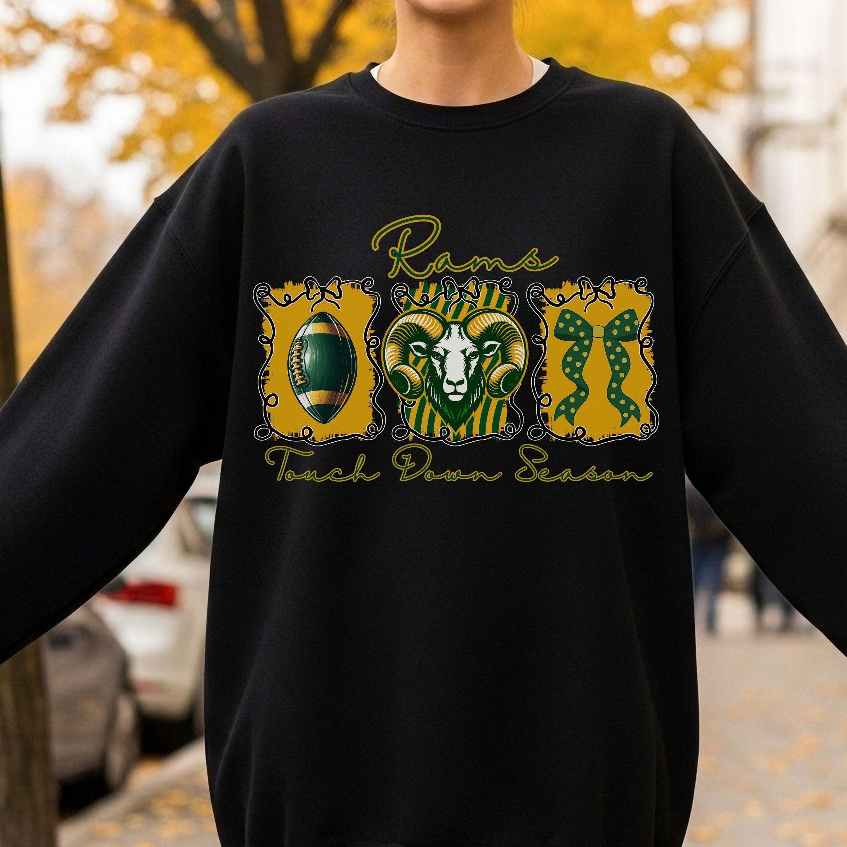 Rams Coquette Bow Football PNG Green Gold