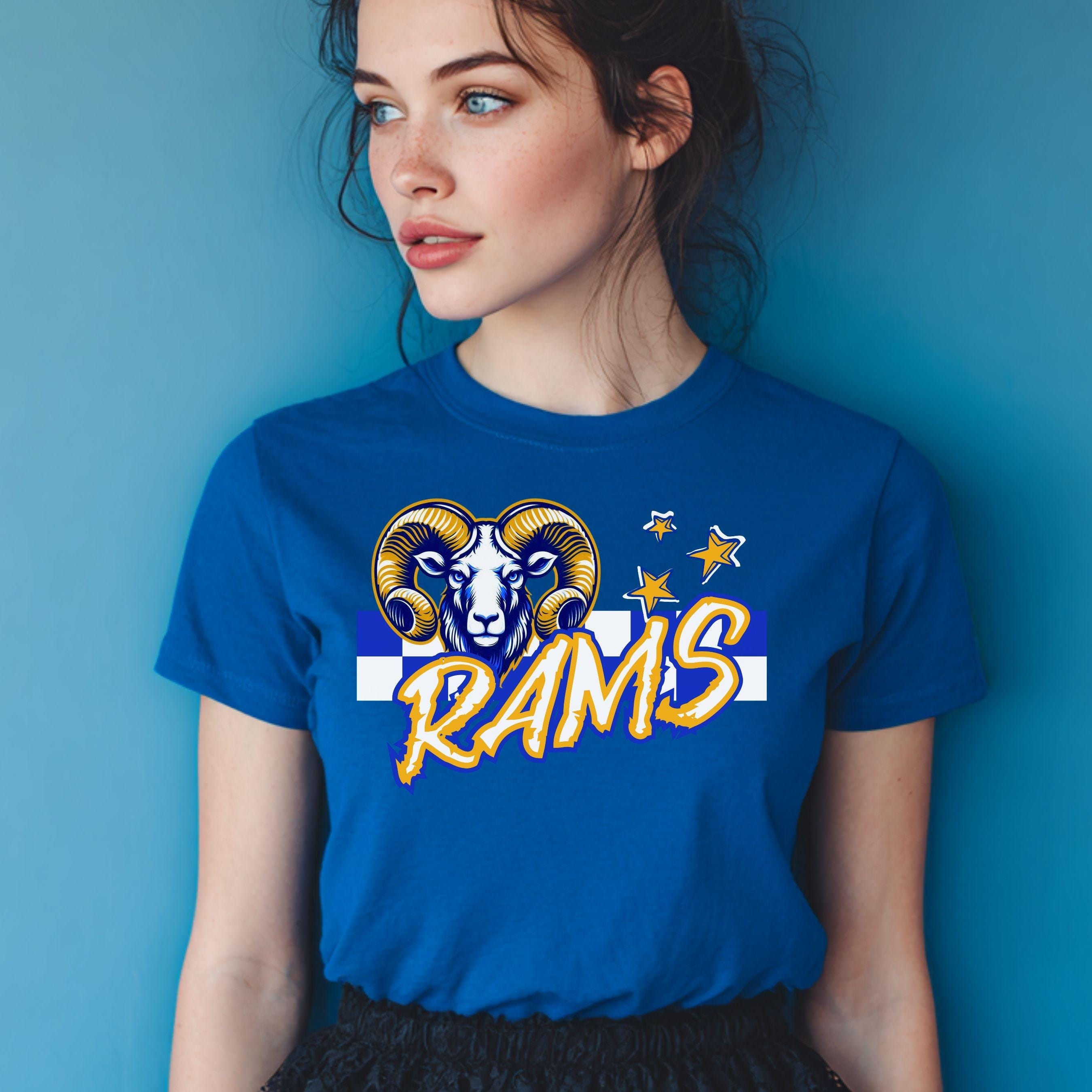 Rams Trendy Checker Design With Star Elements PNG