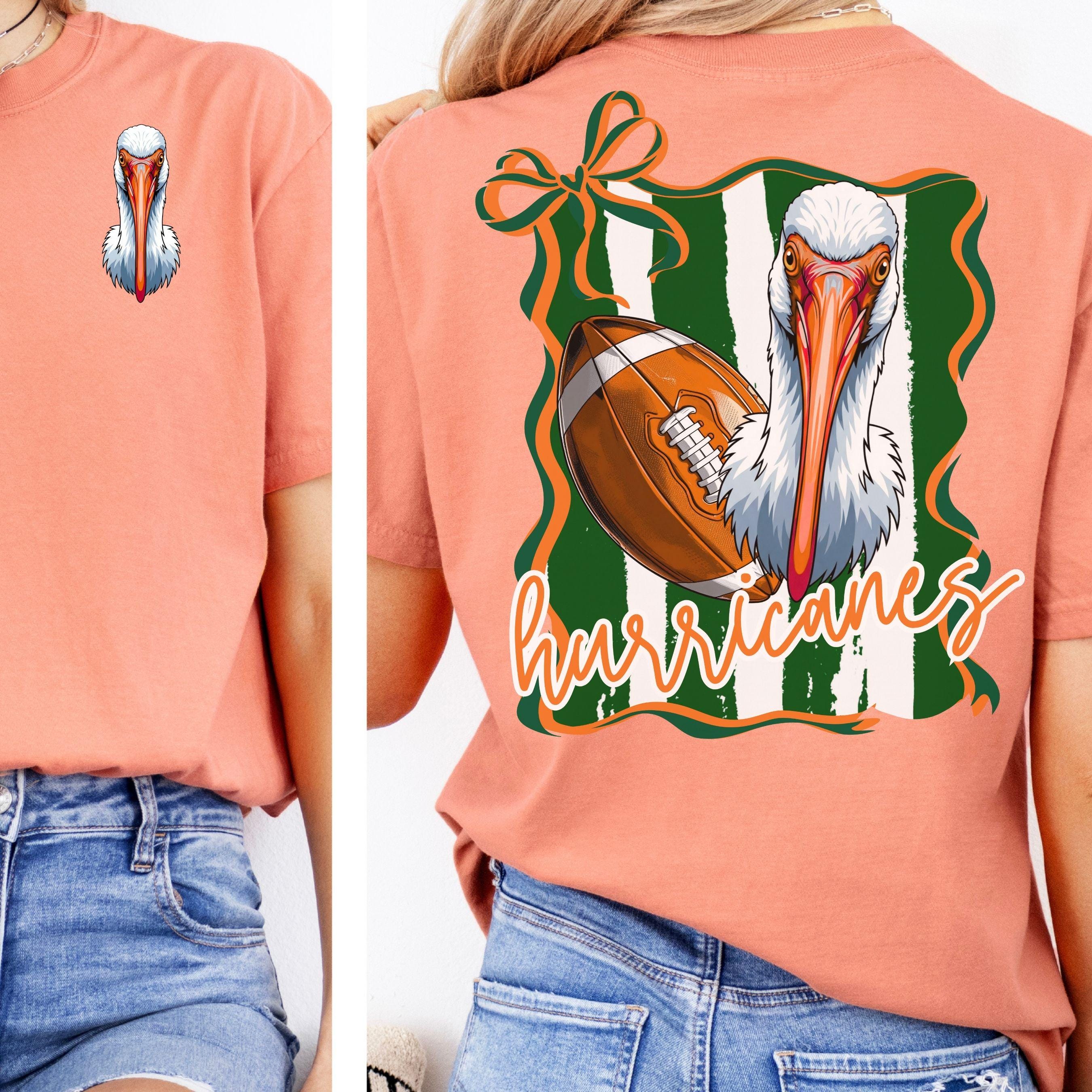 Hurricanes Coquette Bow Football PNG Stripe Design