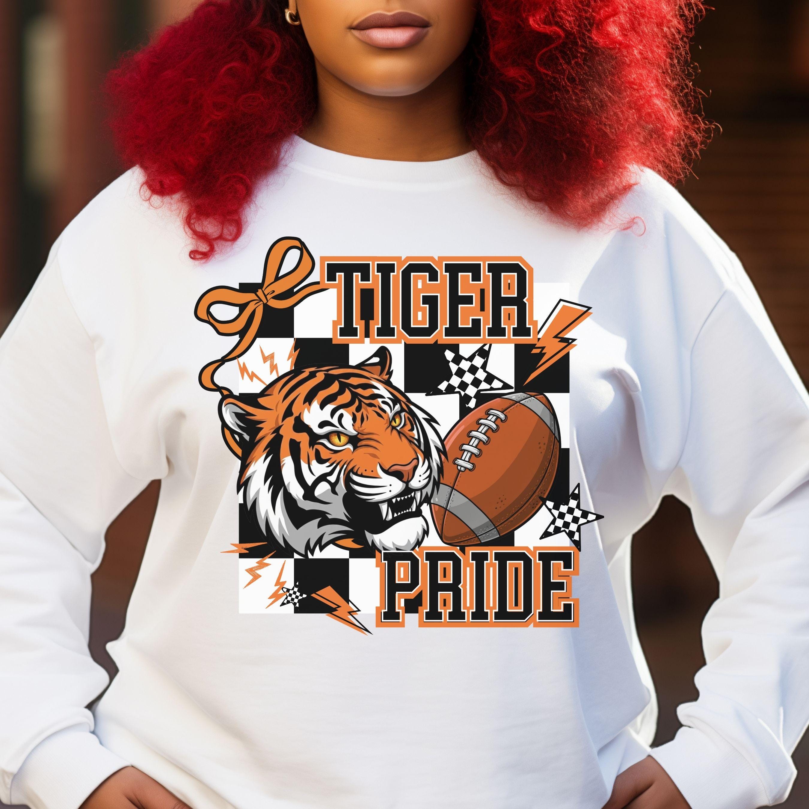 Tigers Coquette Football PNG Trendy Checker Design