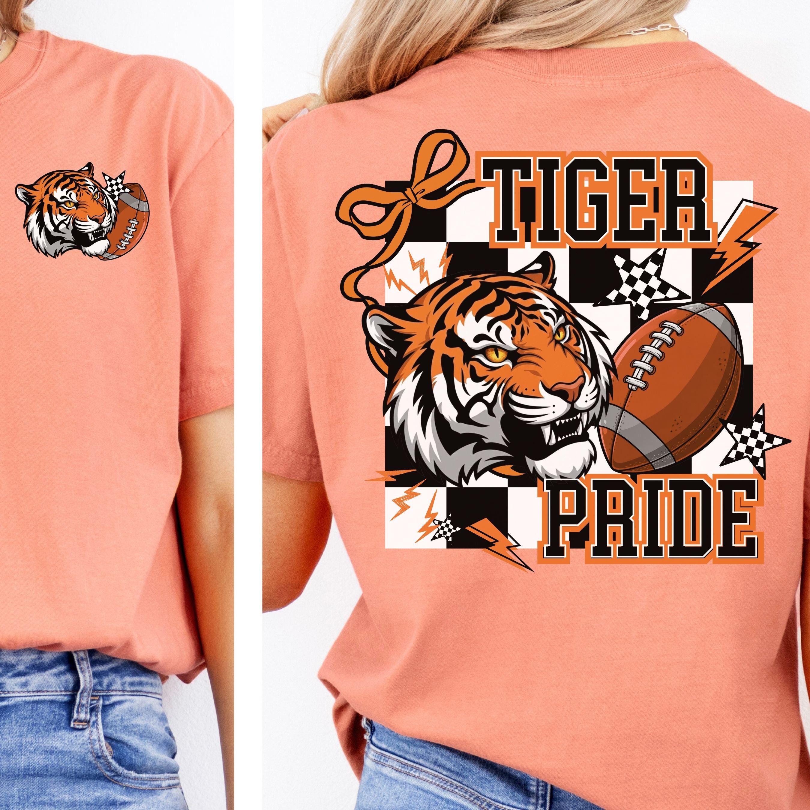 Tigers Coquette Football PNG Trendy Checker Design