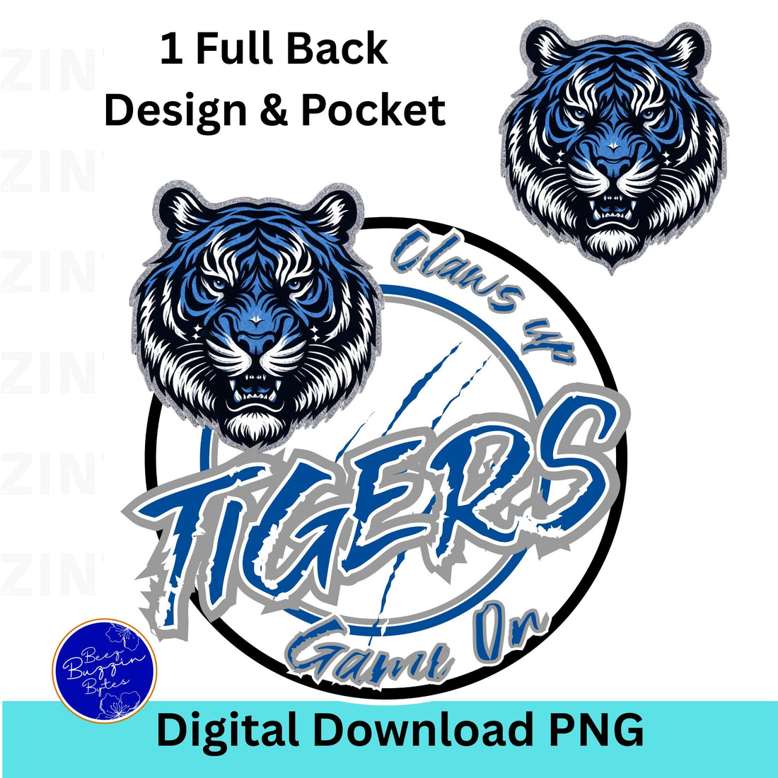 Tigers Claws Up Circle Design PNG Blue Gray