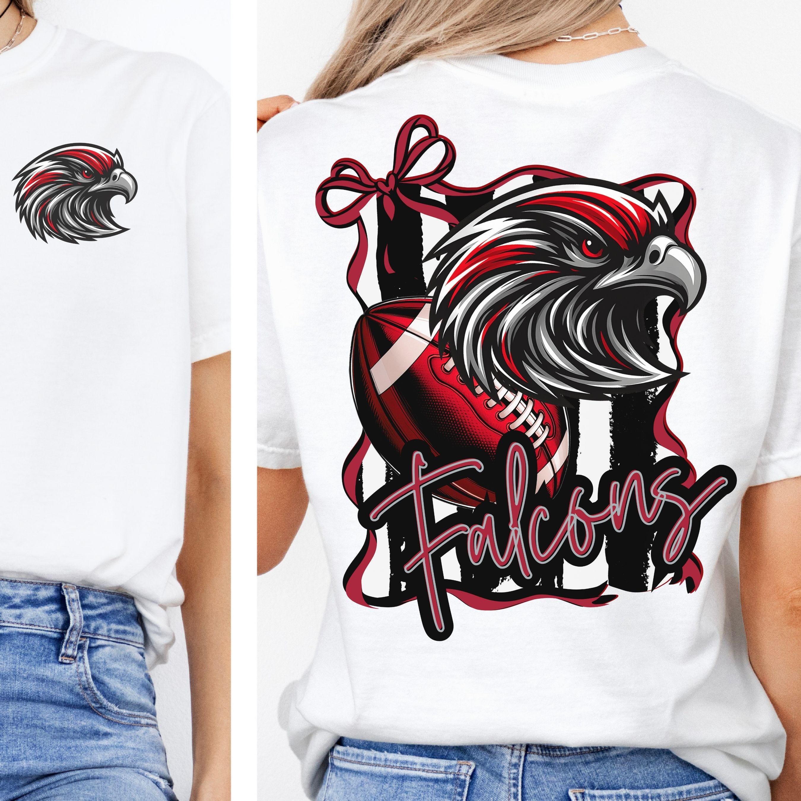 Falcons Red & Black Trendy Coquette Bow & Stripe Design Game Day PNG