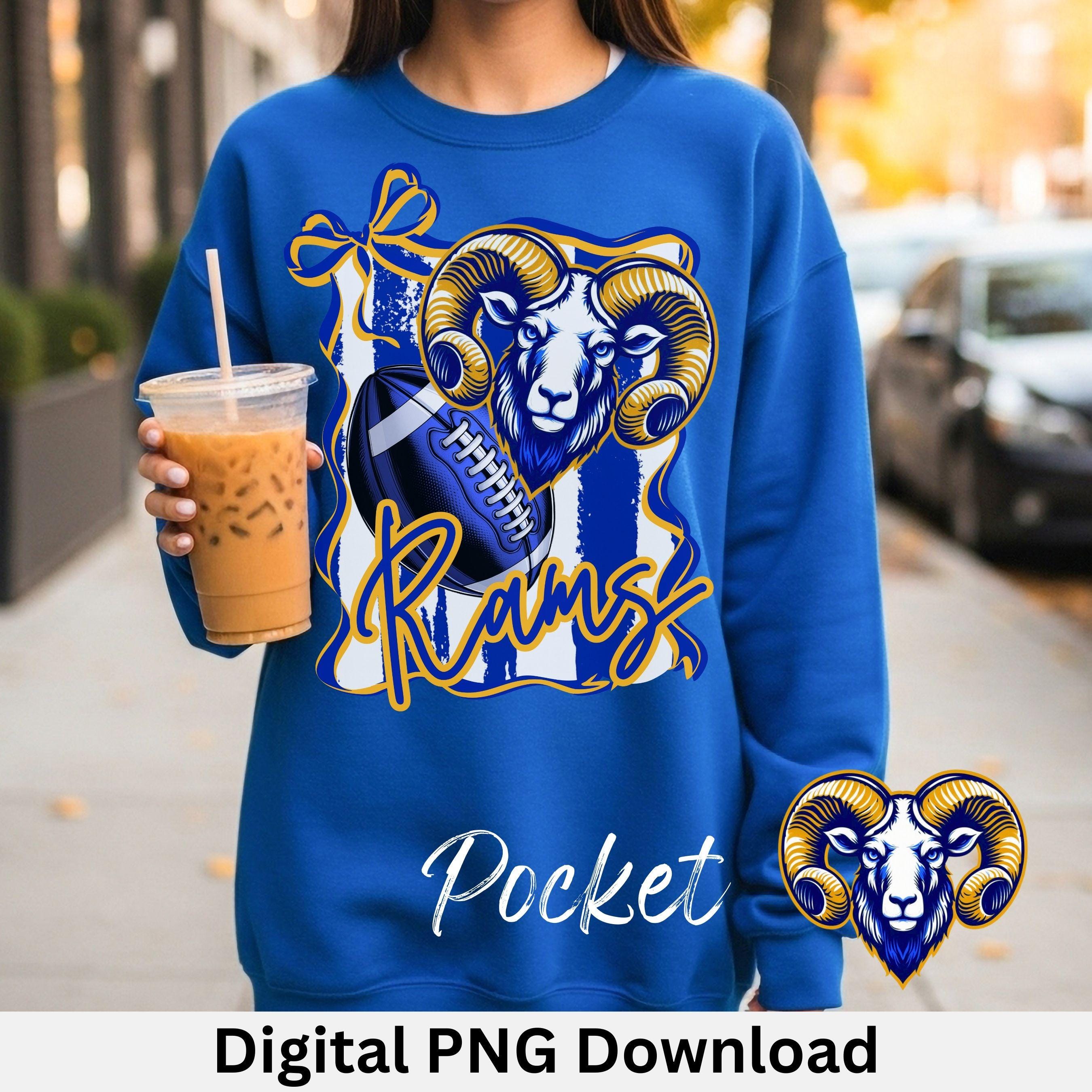 Rams Coquette Bow Stripe Design PNG Blue Gold