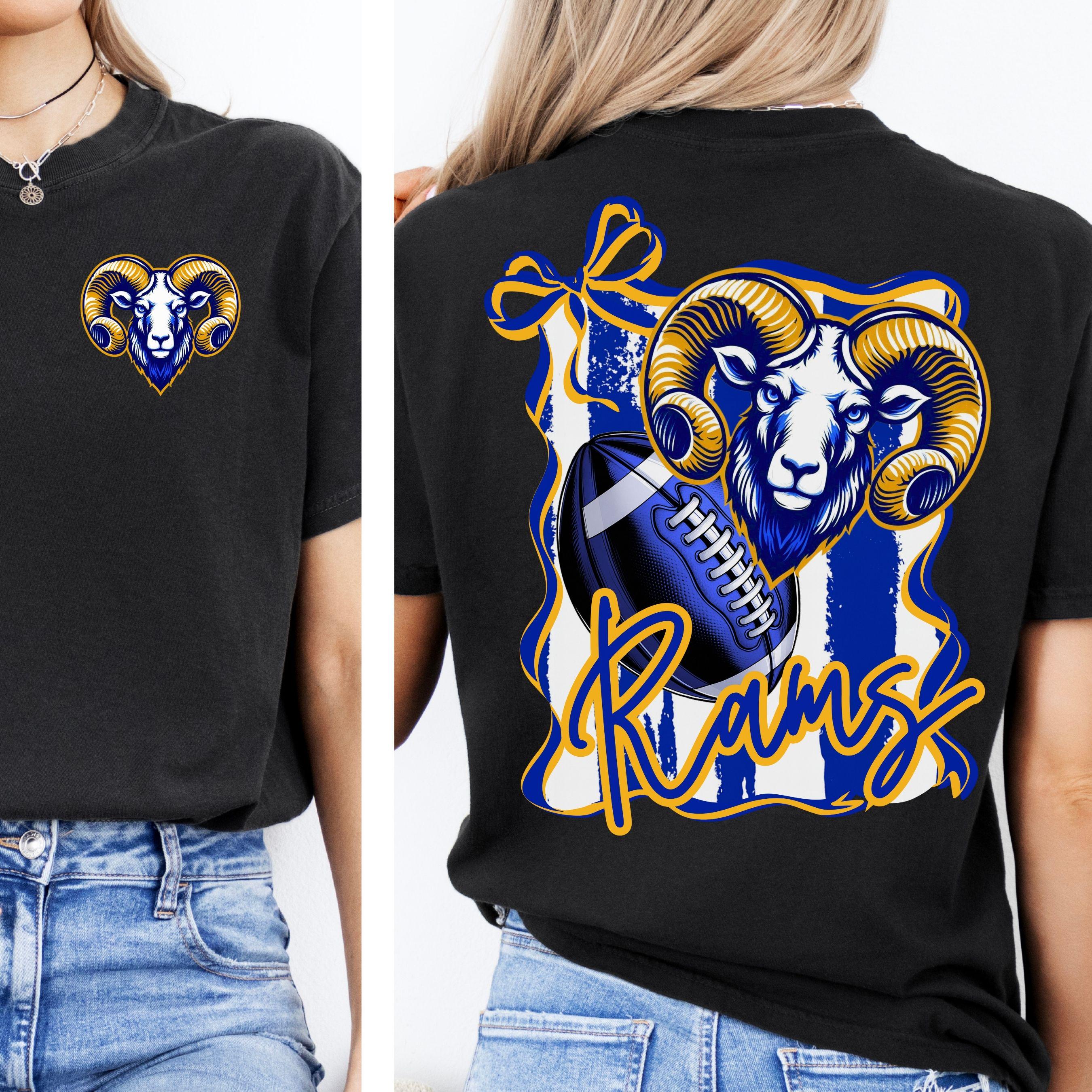 Rams Coquette Bow Stripe Design PNG Blue Gold