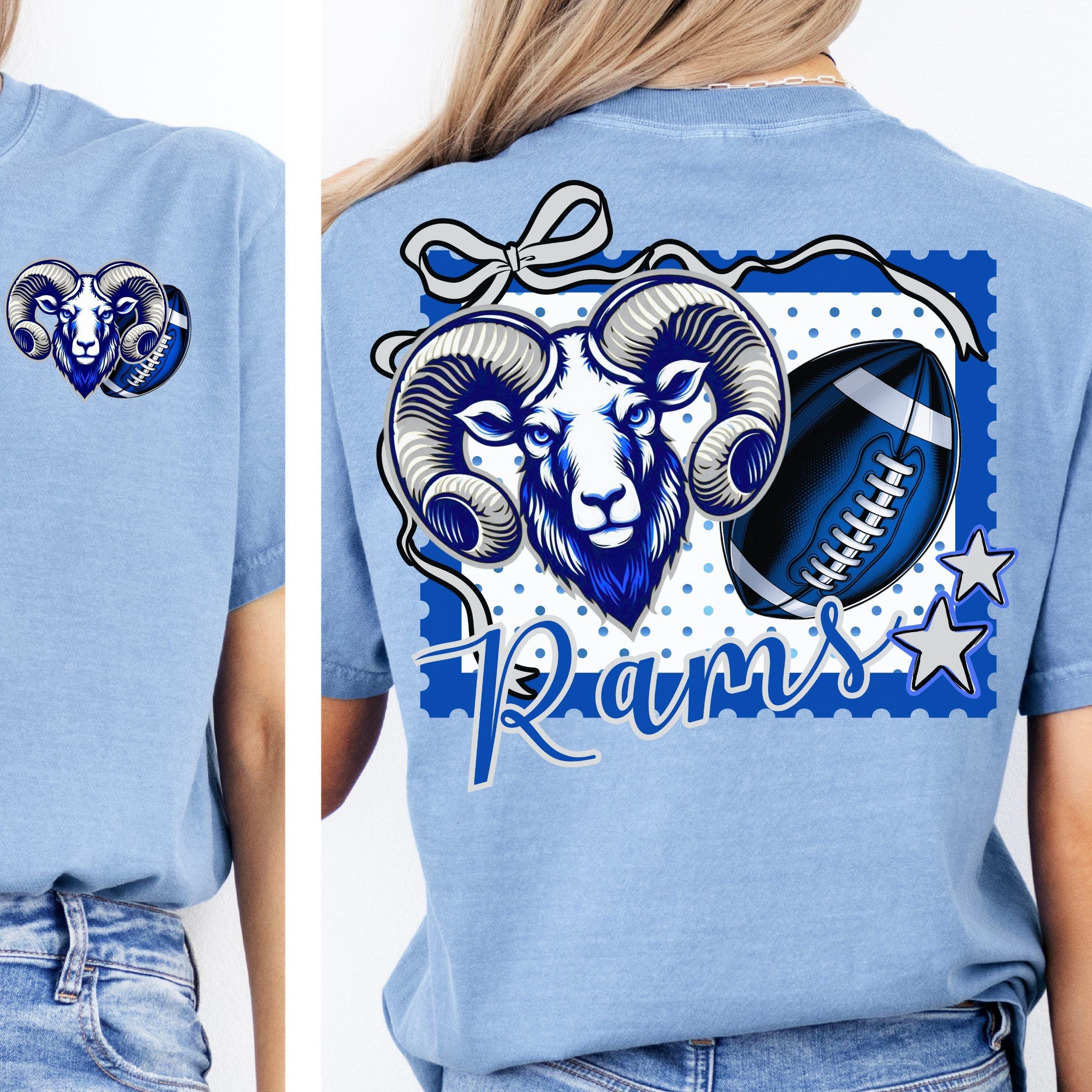 Rams Coquette Stamp Matching Design PNG Blue Gray