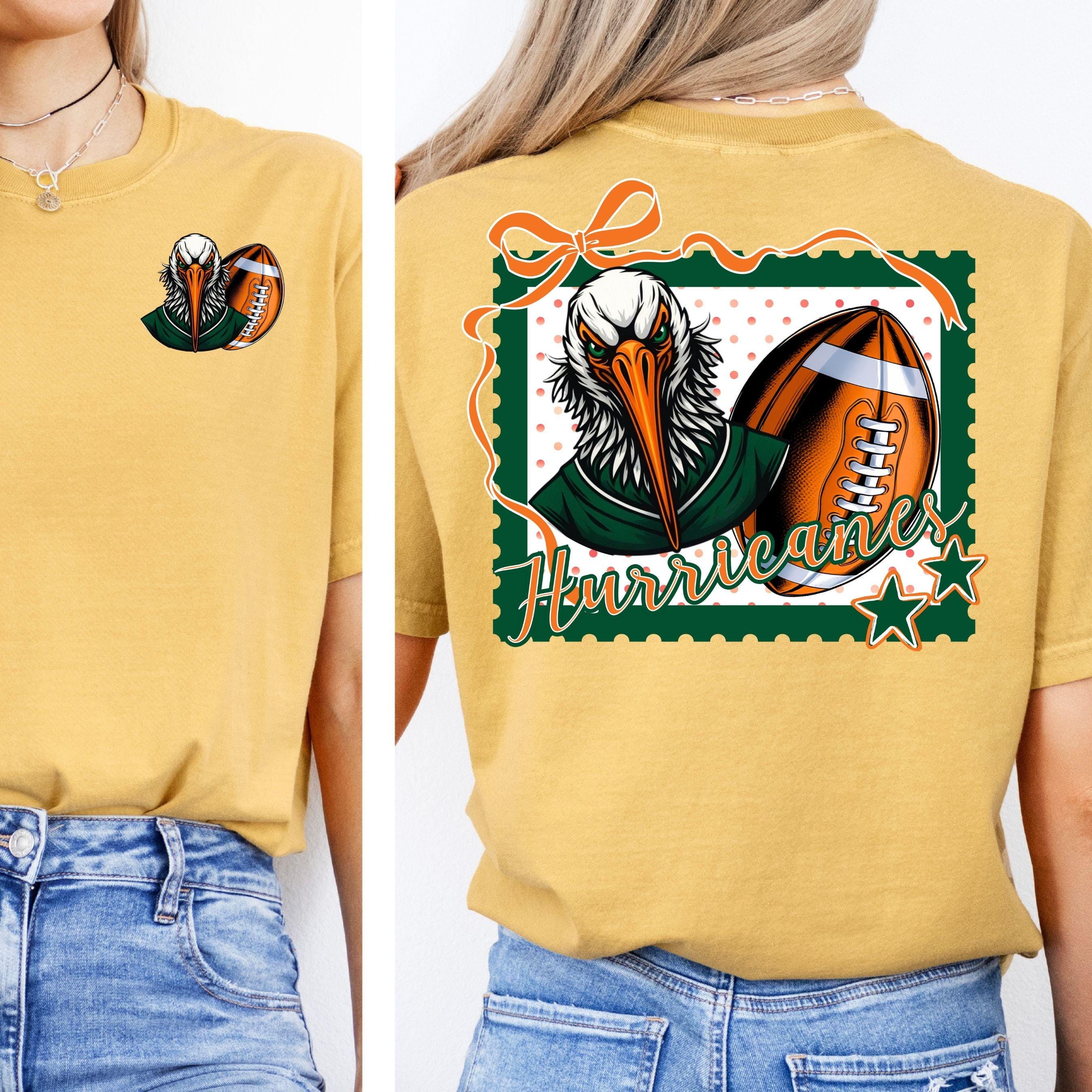 Hurricanes Trendy Stamp Coquette Bow Football PNG Green Orange