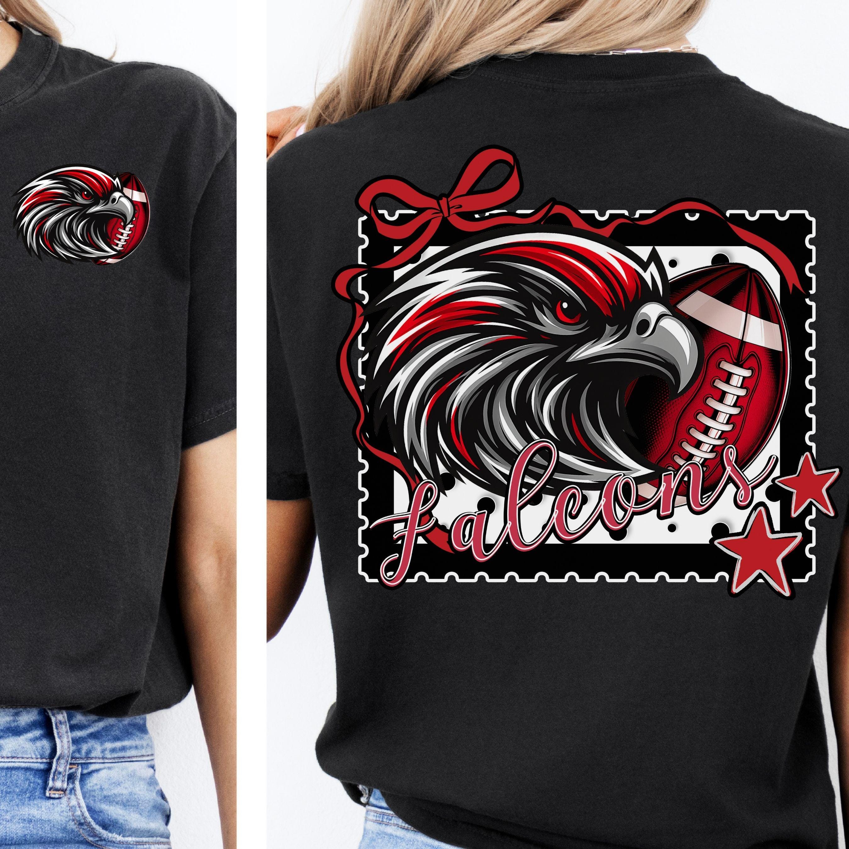 Falcons Trendy Stamp Coquette Bow Football PNG Red Black Matching Set