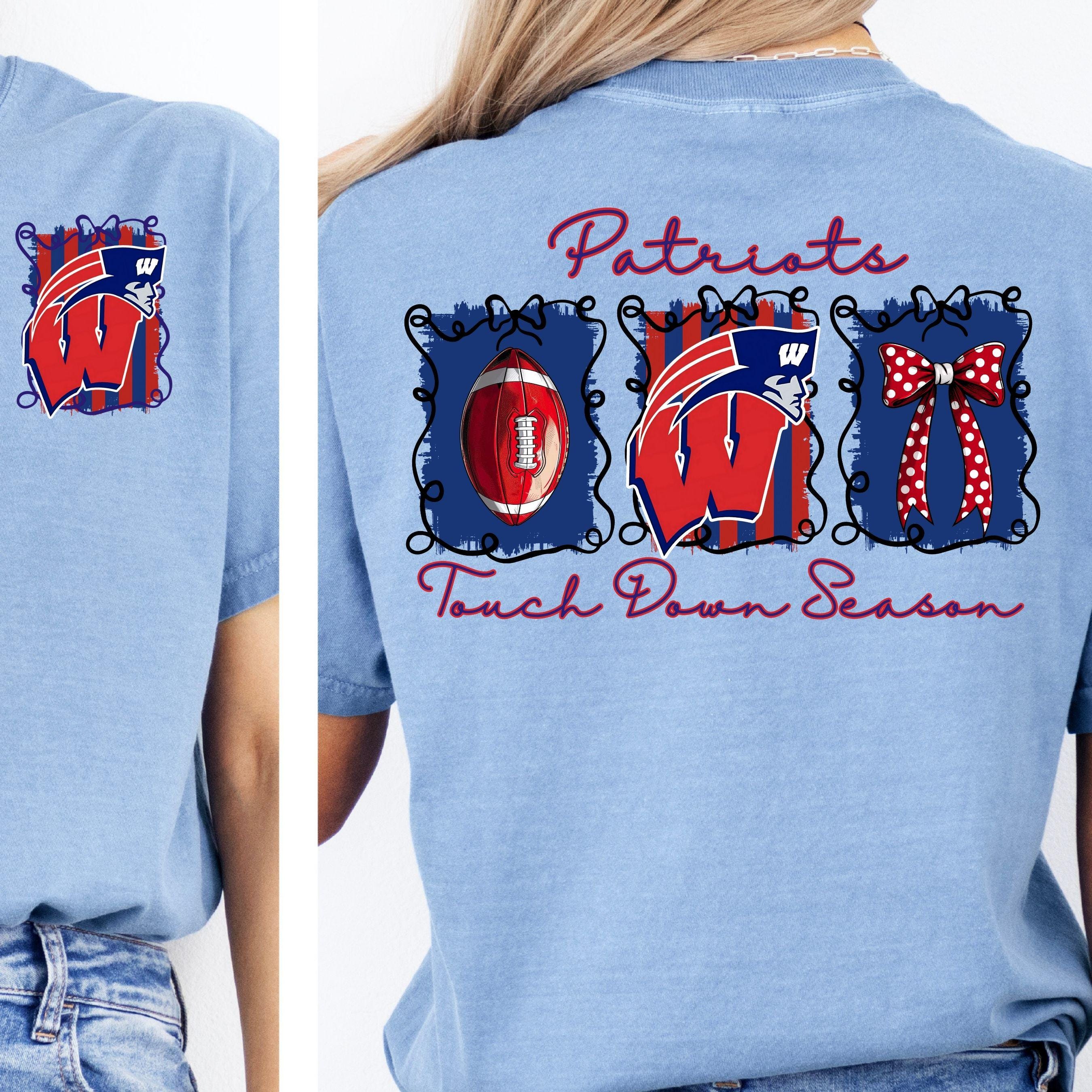 Patriots Coquette Bow Touch Down Season Football PNG Westover