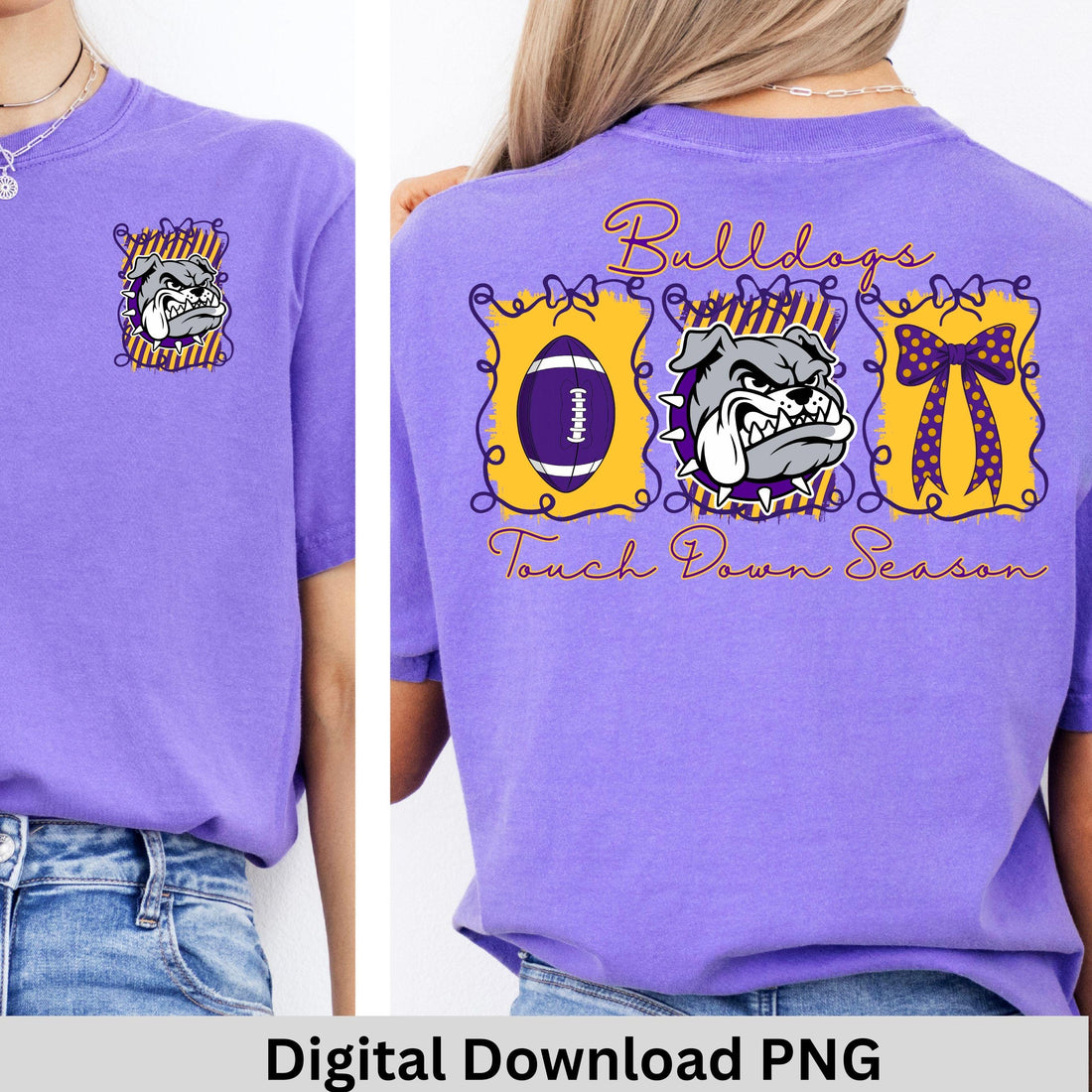 Bulldogs Purple Gold Touch Down Season Football PNG