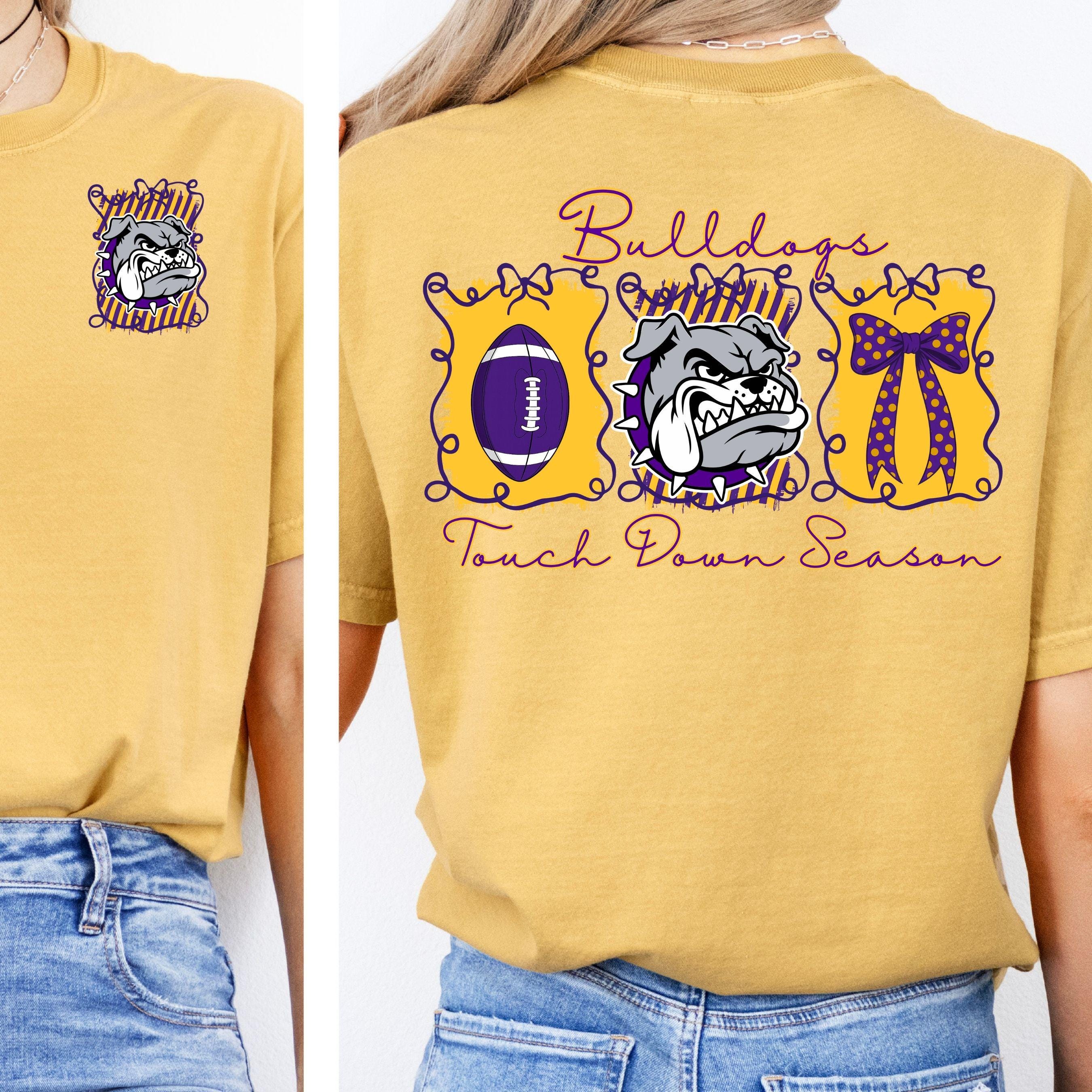 Bulldogs Purple Gold Touch Down Season Football PNG