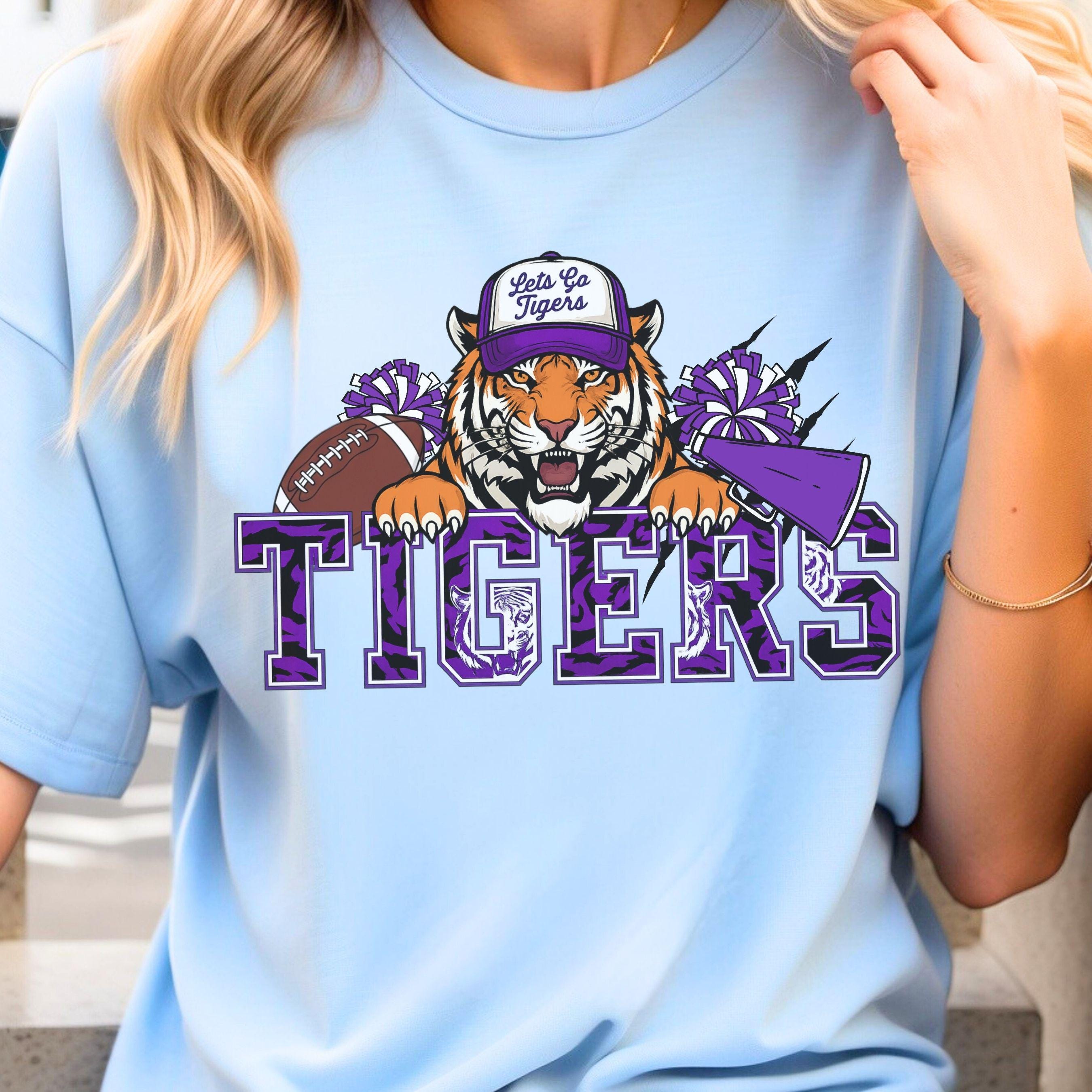 Tigers Trendy Cheer Football PNG Purpel