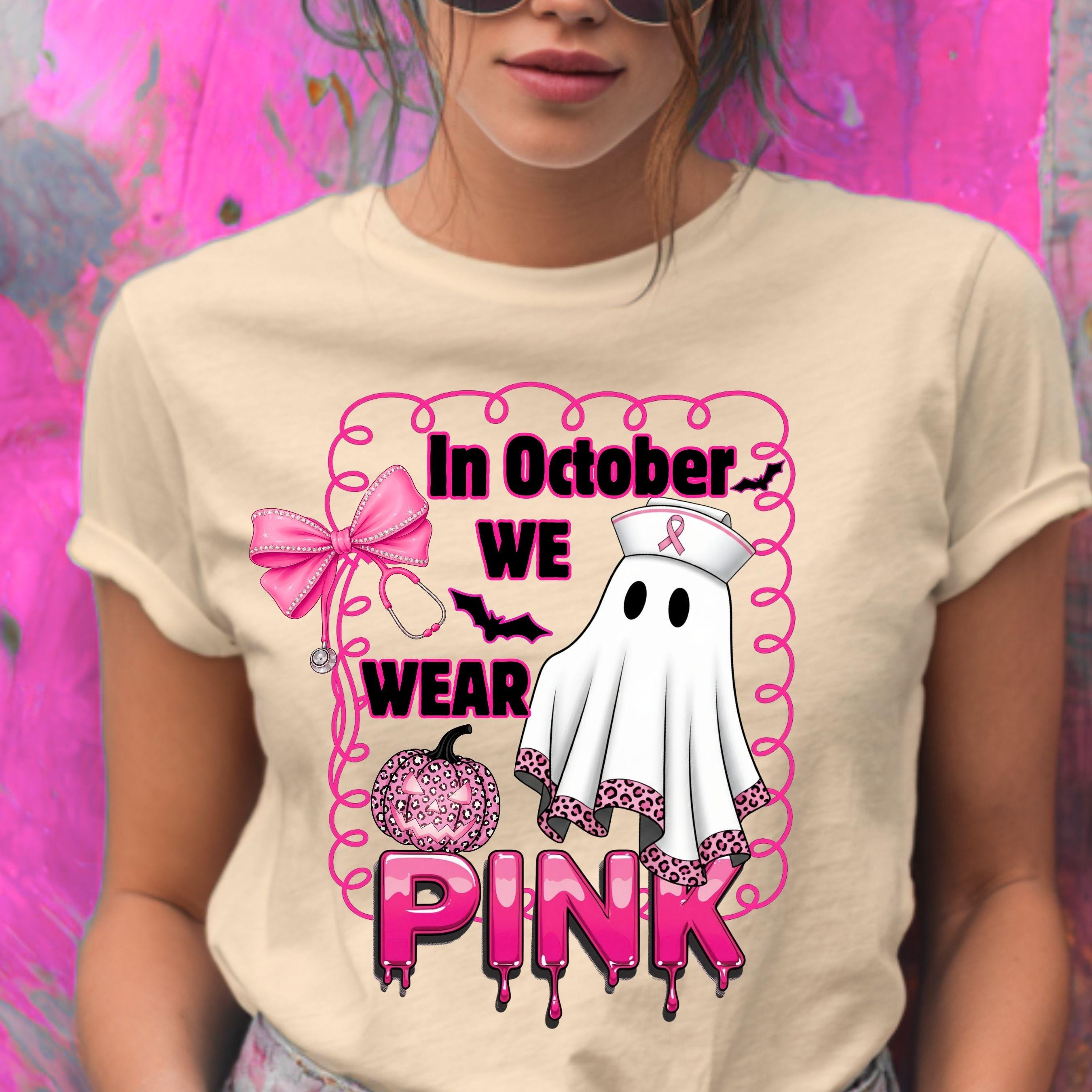 Pink Ghost Nurse Pink Ribbon Awareness PNG