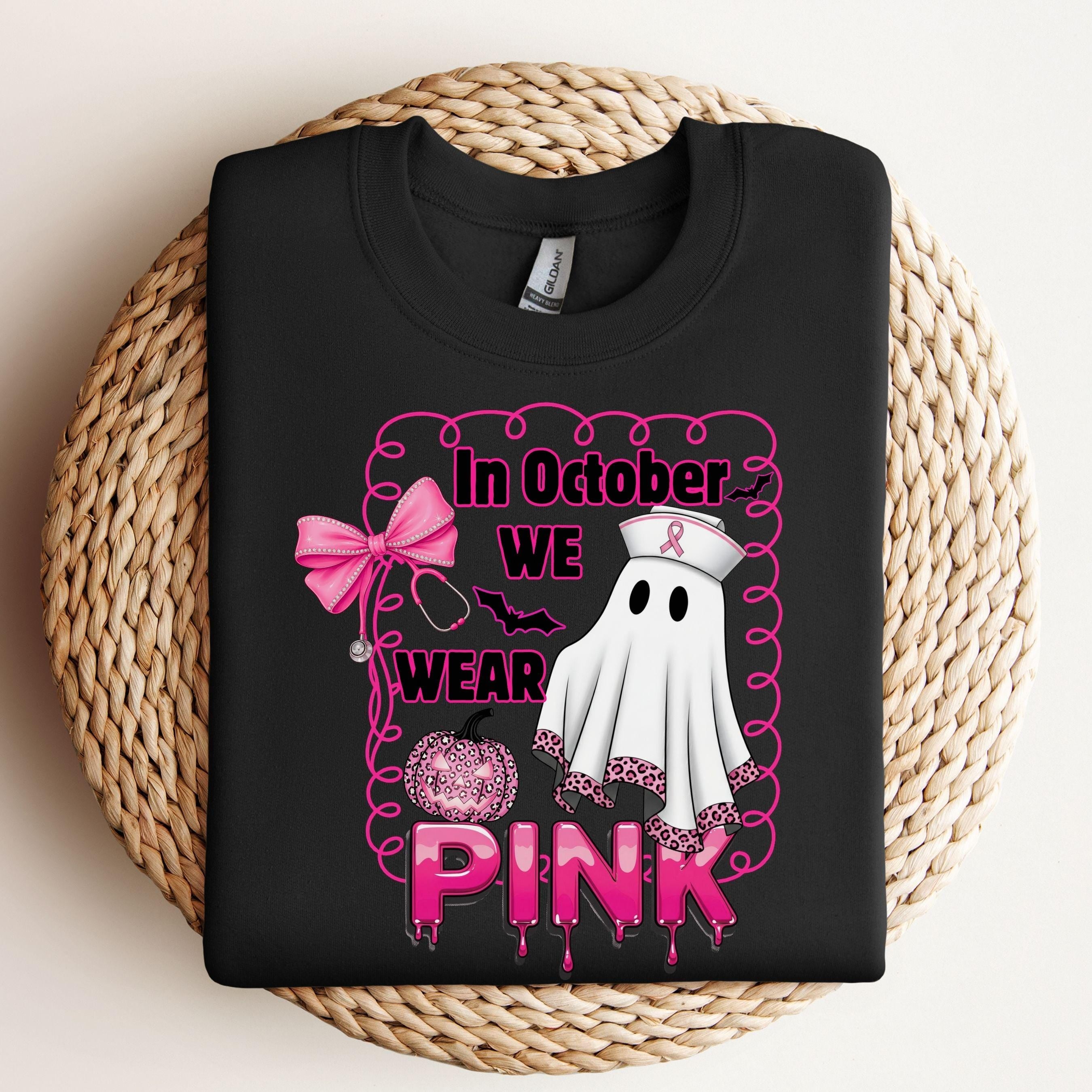 Pink Ghost Nurse Pink Ribbon Awareness PNG