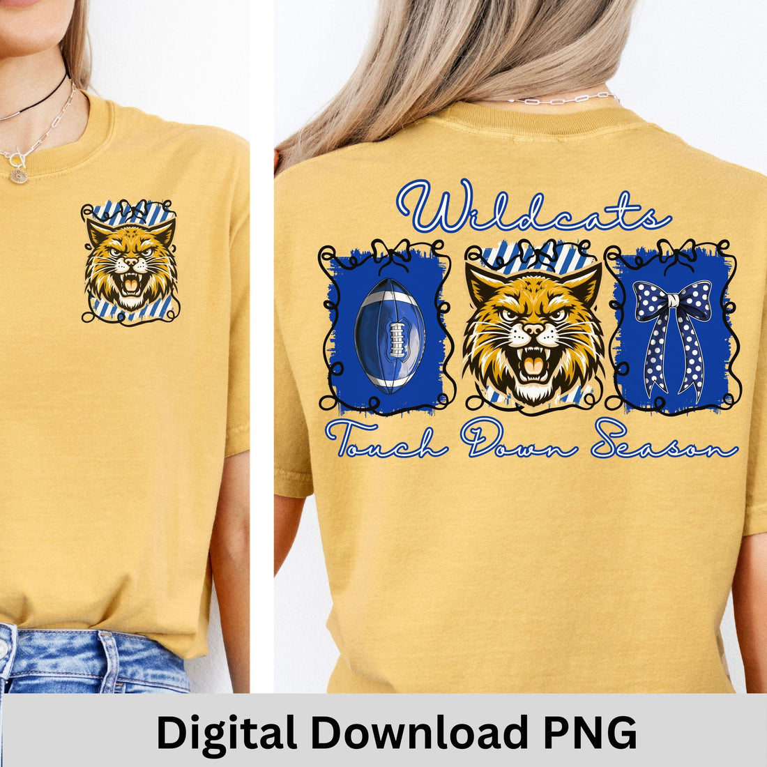 Wildcats Coquette Bow Touch Down Season Football PNG