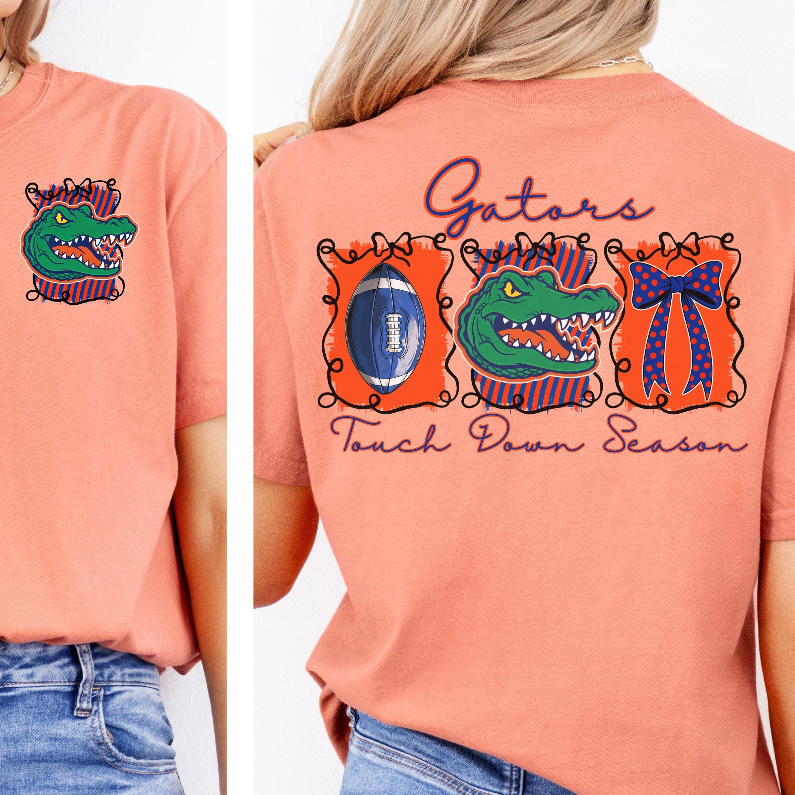 Gators Blue Orange Coquette Bow Football Touch Down Season PNG
