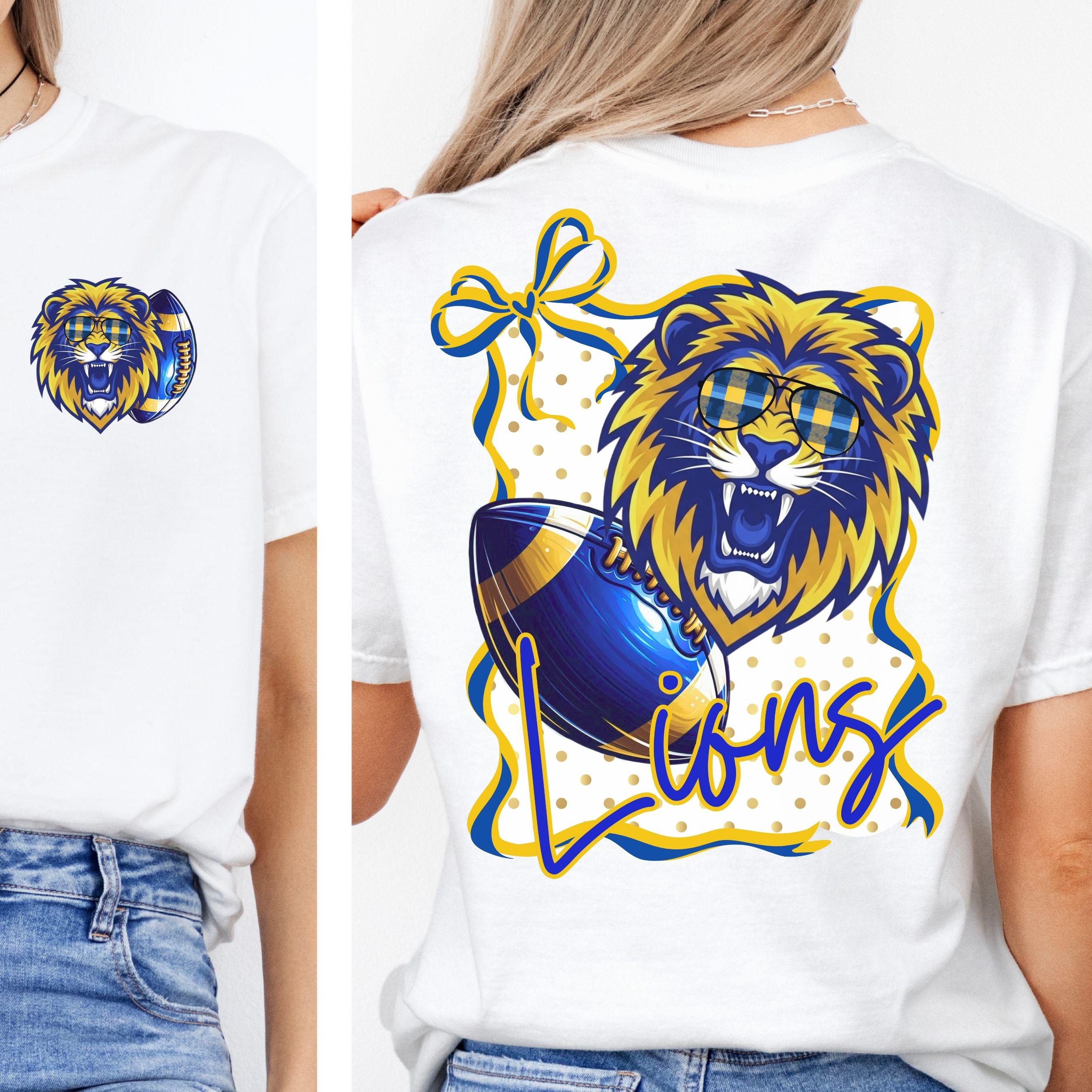 Lions Coquette Bow Polka Dot PNG Blue Gold