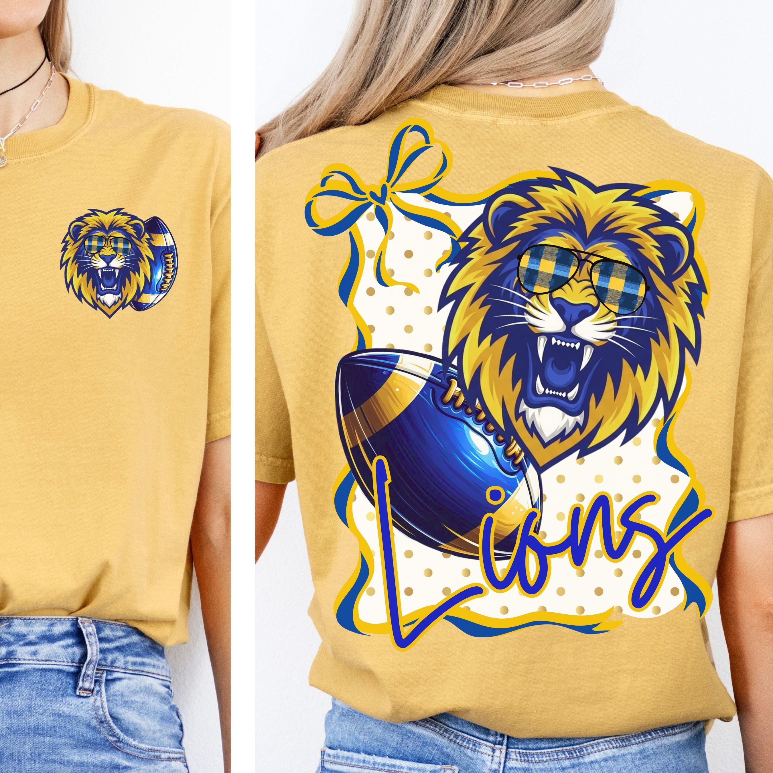 Lions Coquette Bow Polka Dot PNG Blue Gold
