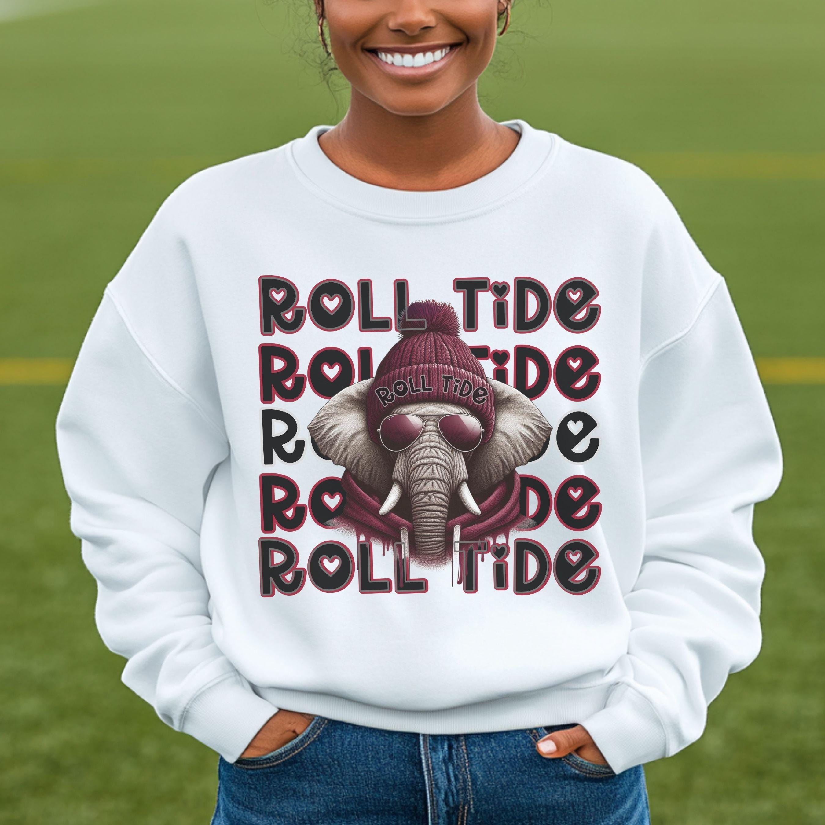 Cool Gray & Burg Roll Tide Elephant Repeat Theme Game Day PNG
