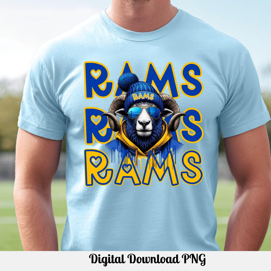 Cool Blue and Gold Rams Repeat Theme Game Day PNG