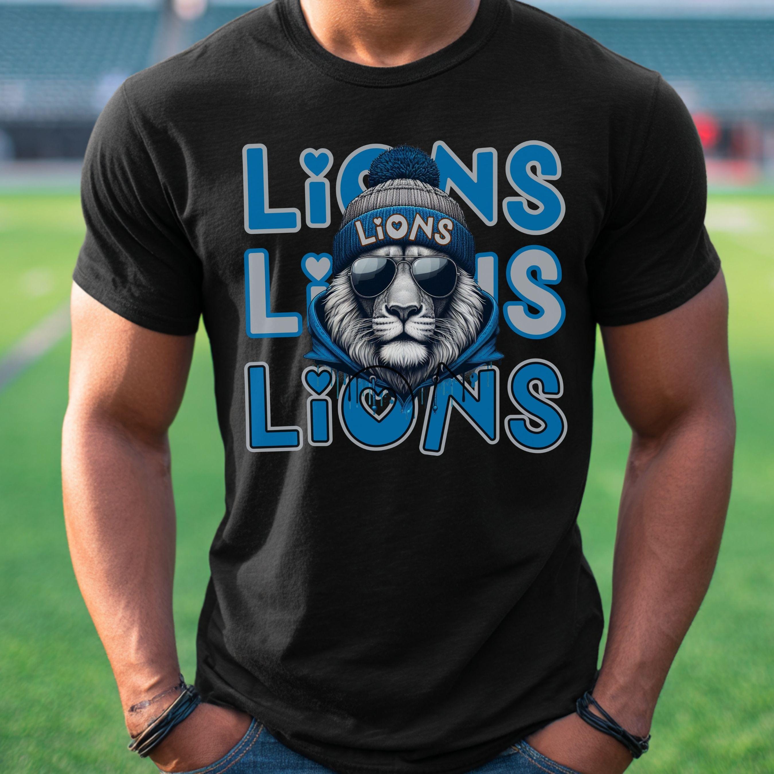 Cool Gray & Blue Lions Repeat Theme Game Day PNG