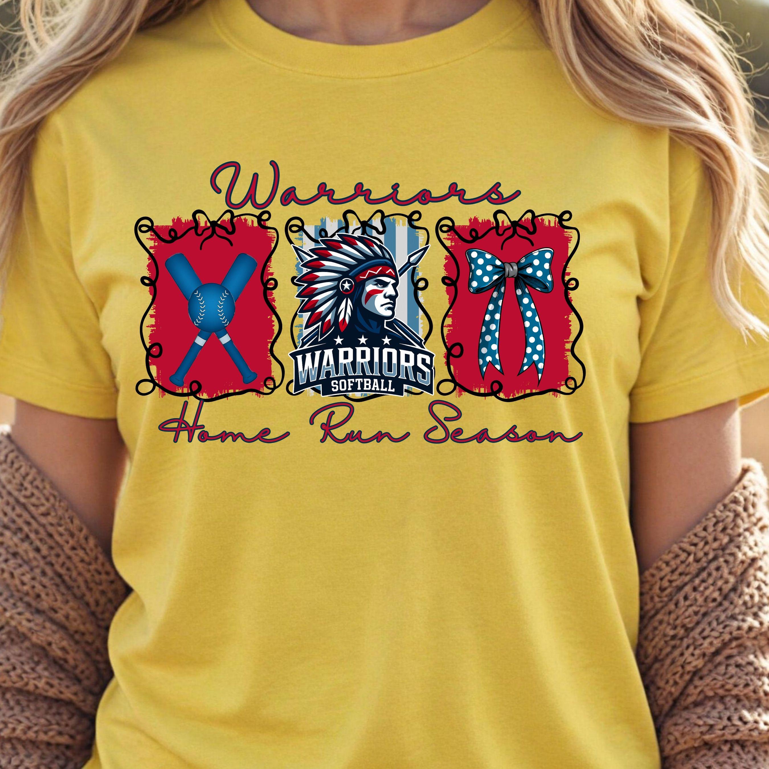Warriors Softball Coquette Bow Touch Down Season PNG