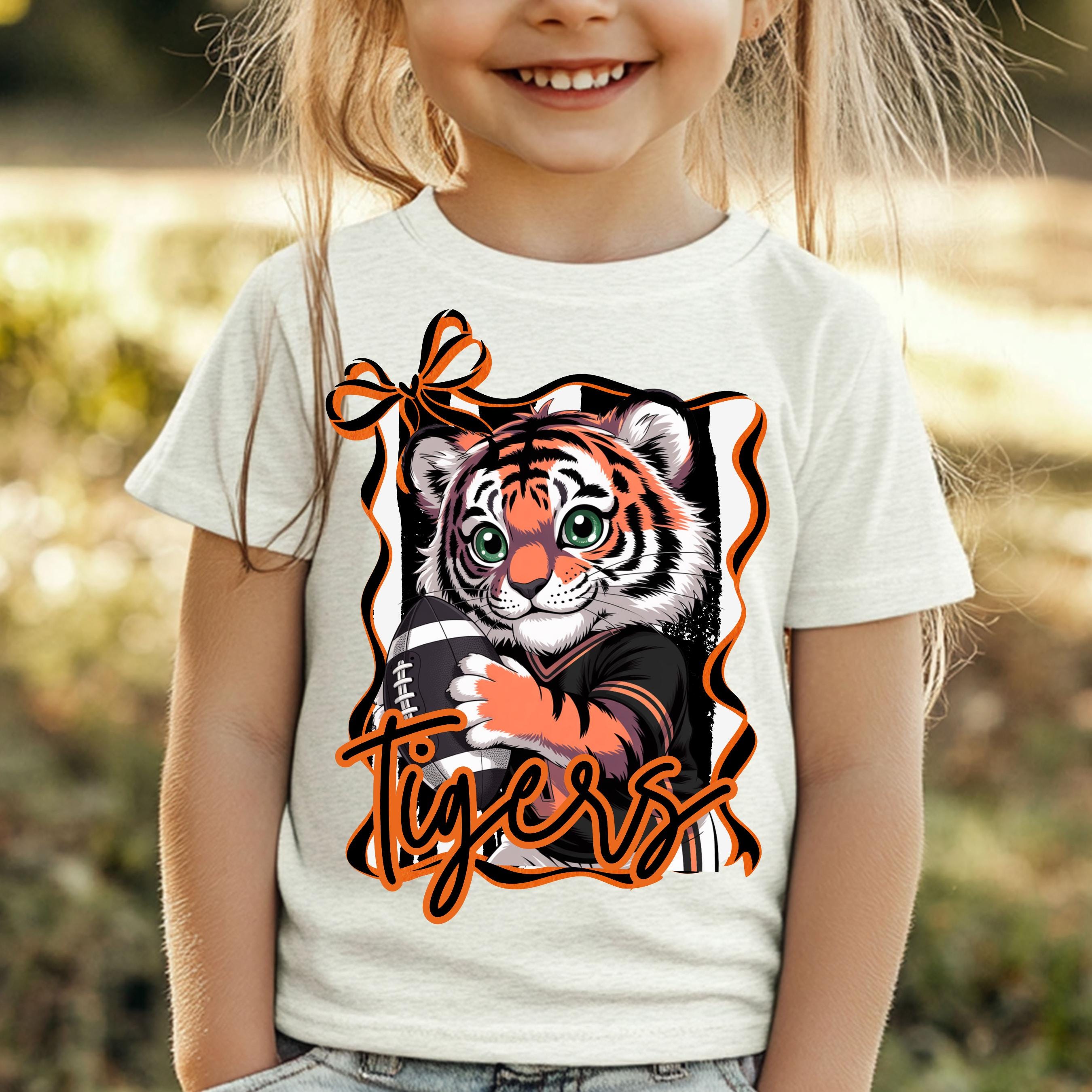 Tigers Kids 2 Cute Football Bundle Designs PNG Black Orange