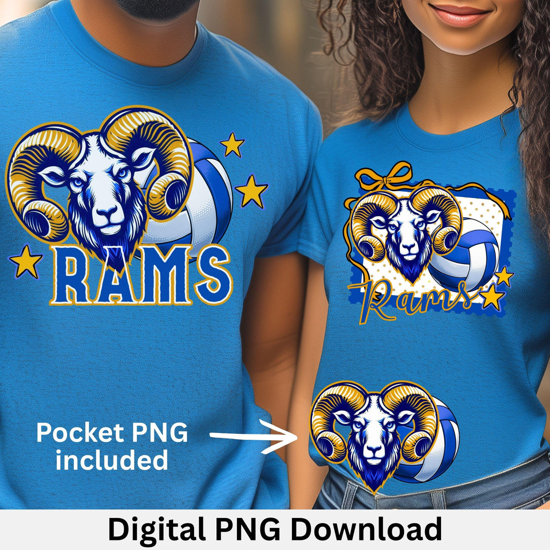 Rams Volleyball Blue & Gold Matching Stamp Design PNB