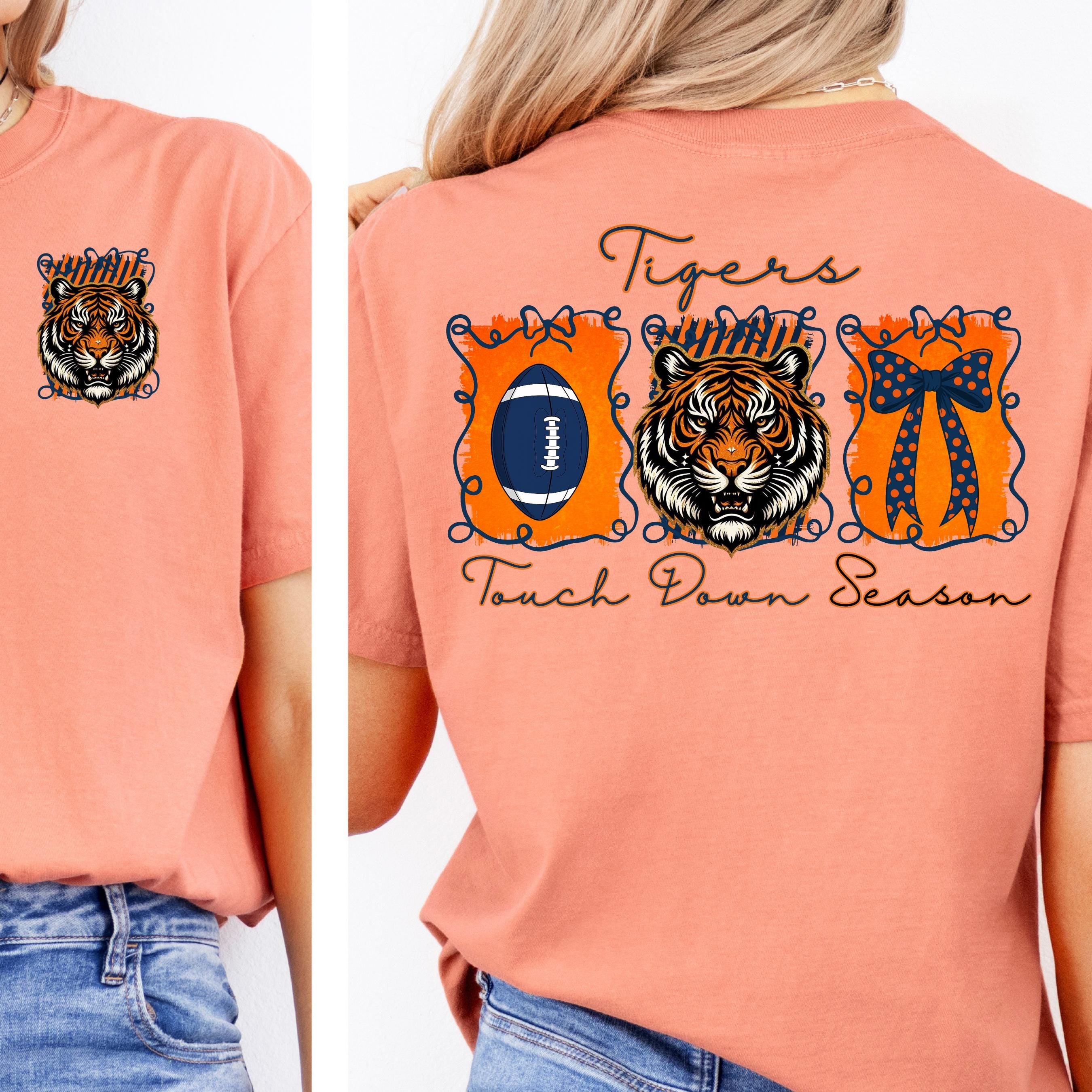 Tigers Coquette Football PNG Navy Orange