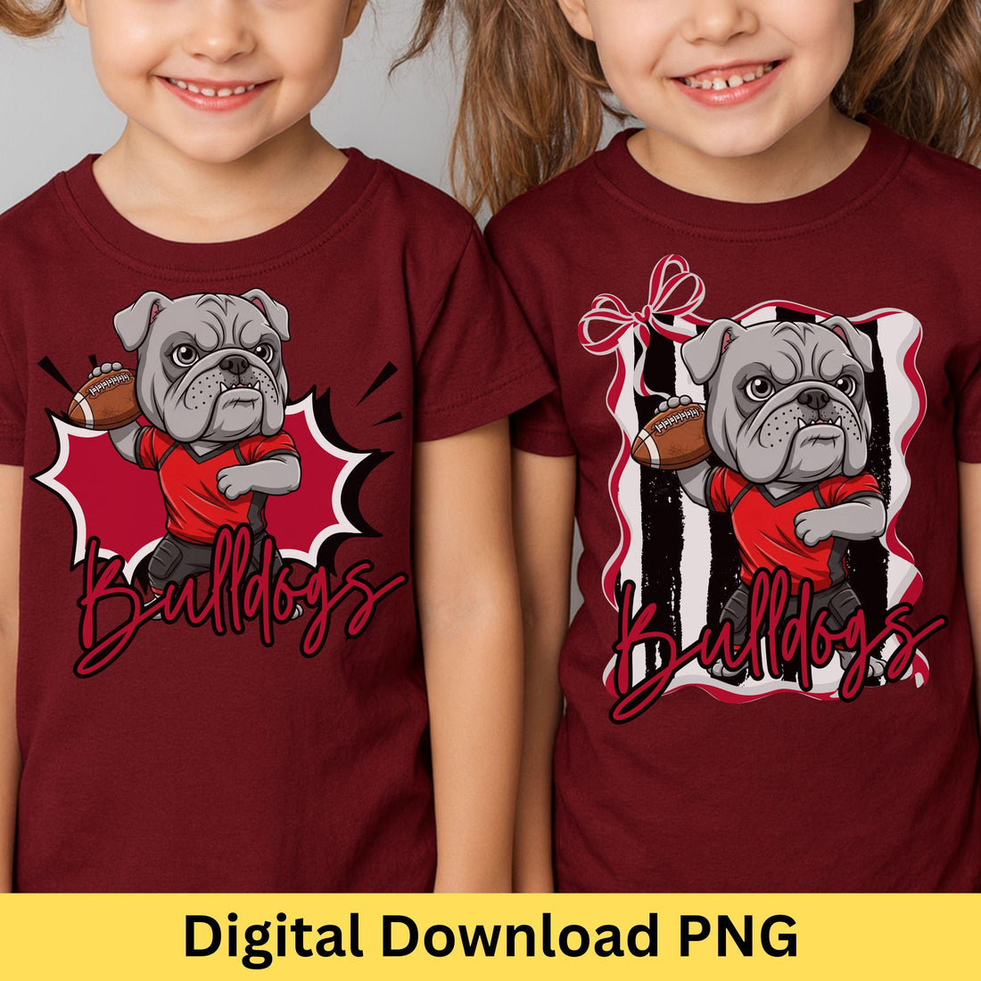 Bulldogs Red and Black Kids Matching 2pc PNG