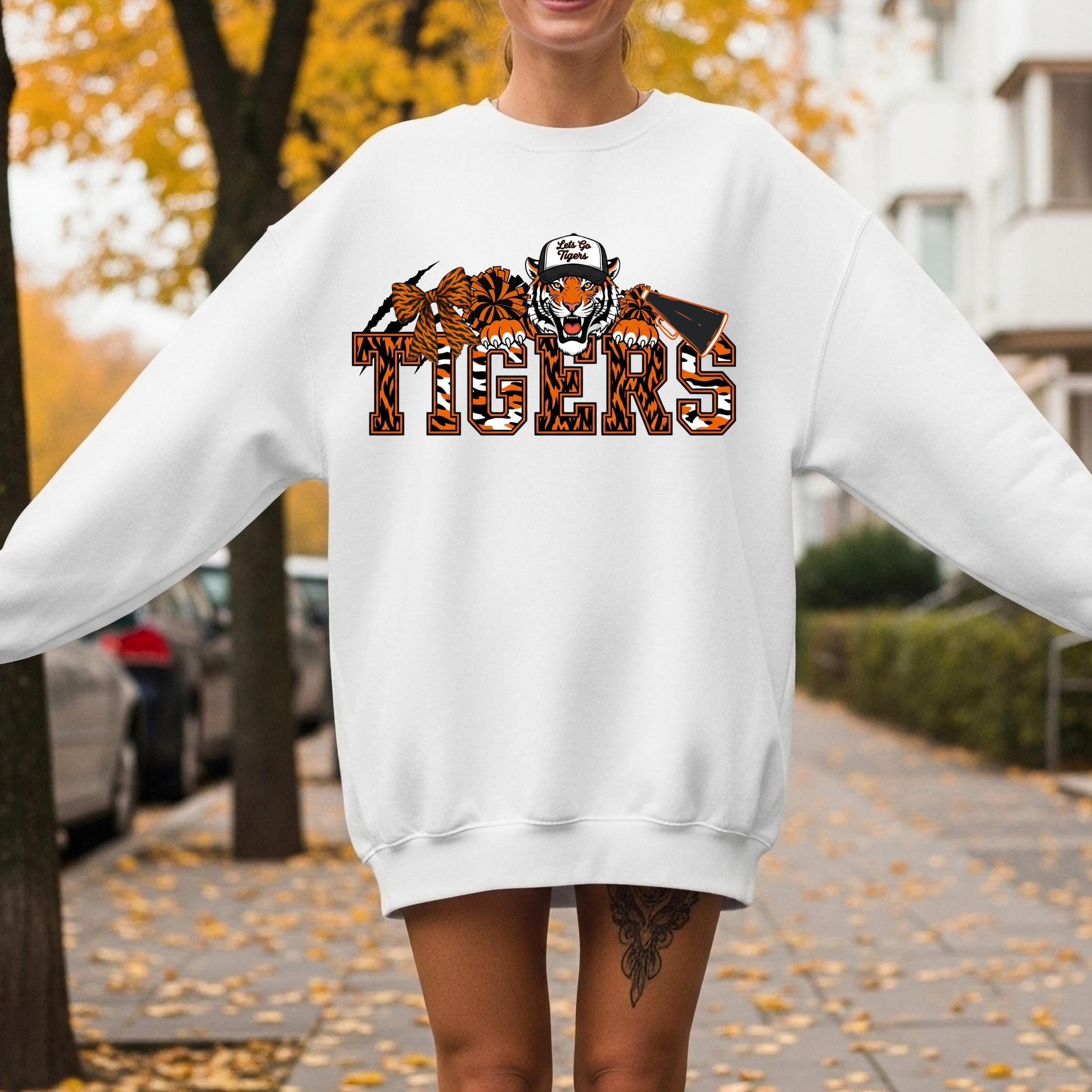 Tigers Cheer Shirt Coquette Bow PNG Download